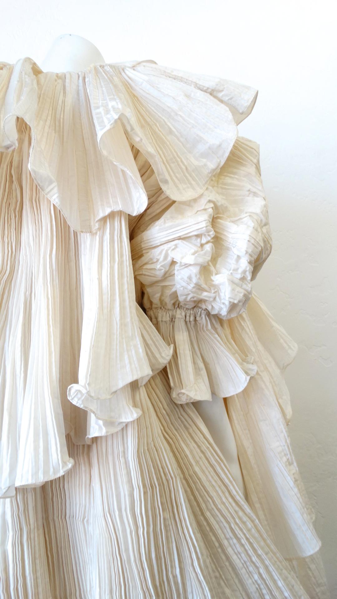 1980s Bernard Perris Couture Cream Silk Crepe Opera Coat 8