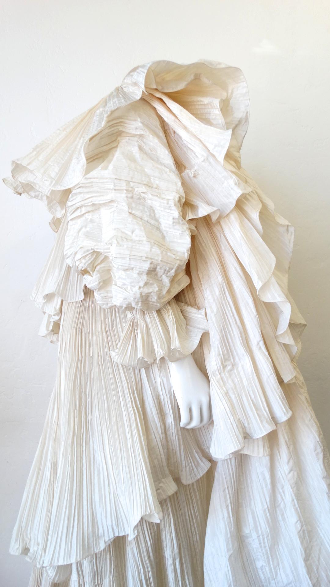 1980s Bernard Perris Couture Cream Silk Crepe Opera Coat 10