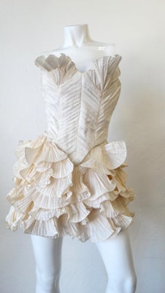 Bernard Perris 1980s Couture Cream Silk Crepe Shorts