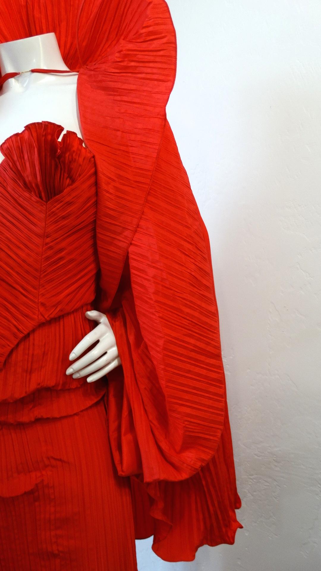 1980s Bernard Perris Couture Silk Crepe Cape For Sale 6