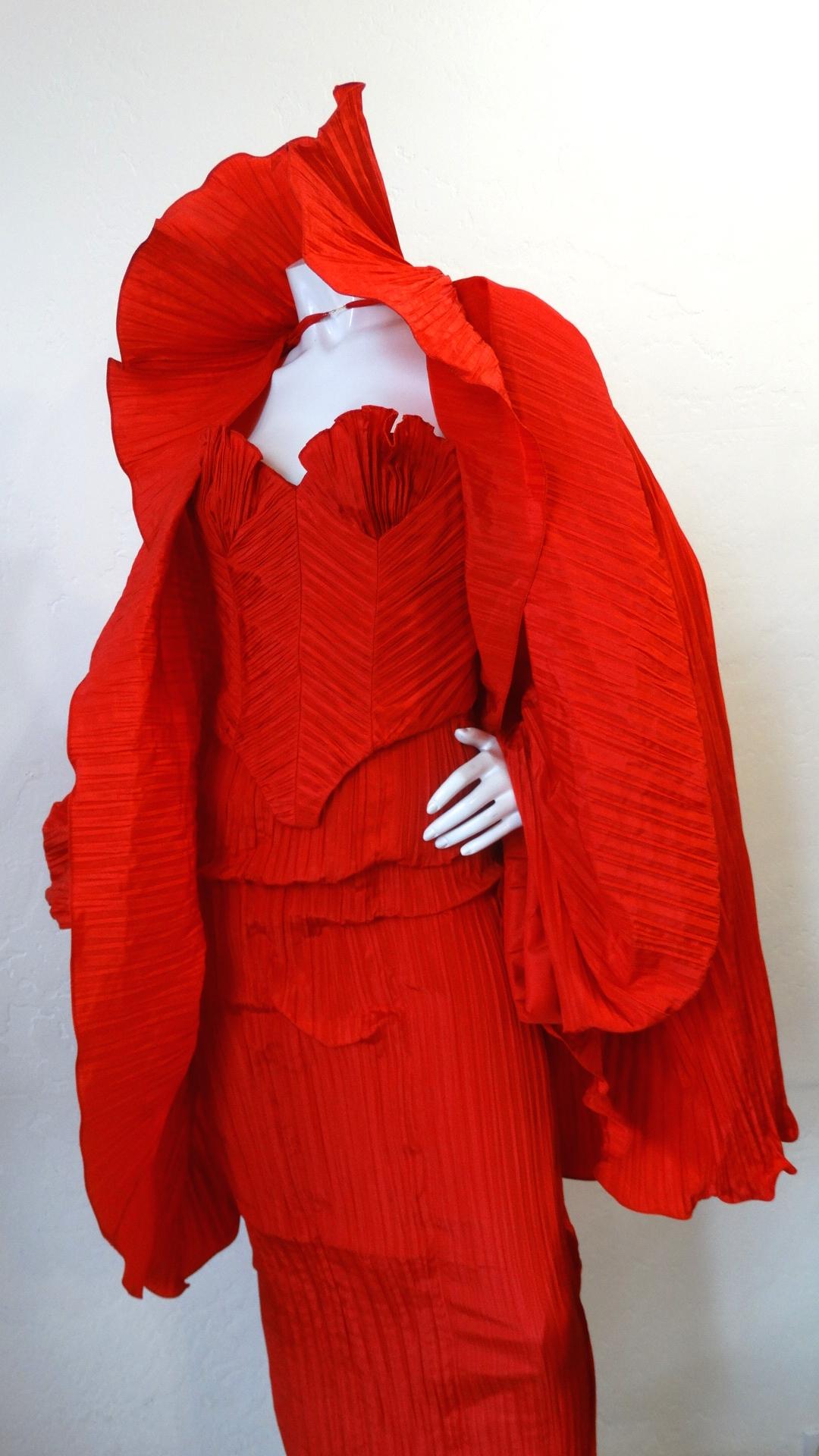1980s Bernard Perris Couture Silk Crepe Cape For Sale 7