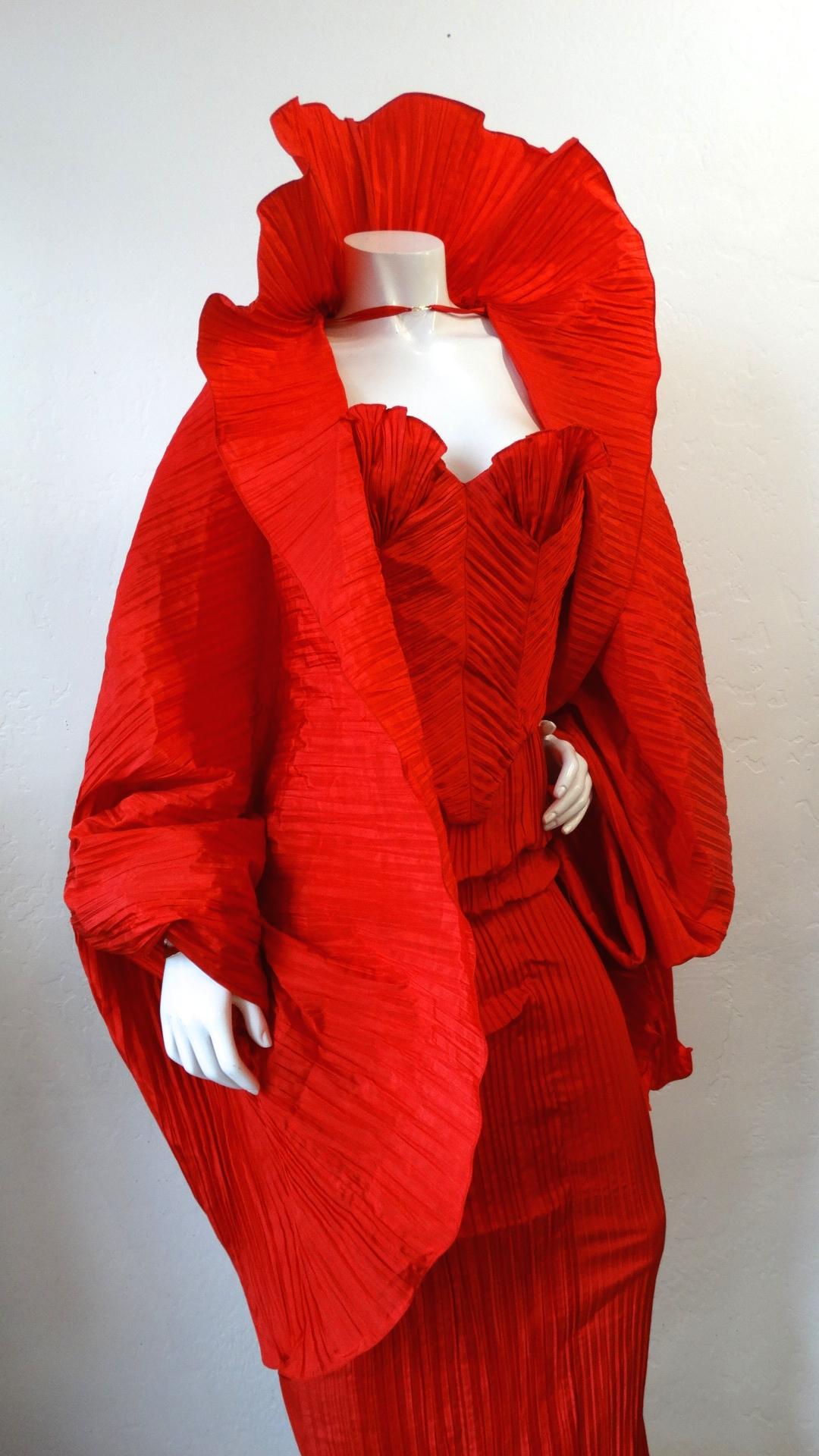1980s Bernard Perris Couture Silk Crepe Cape For Sale 2