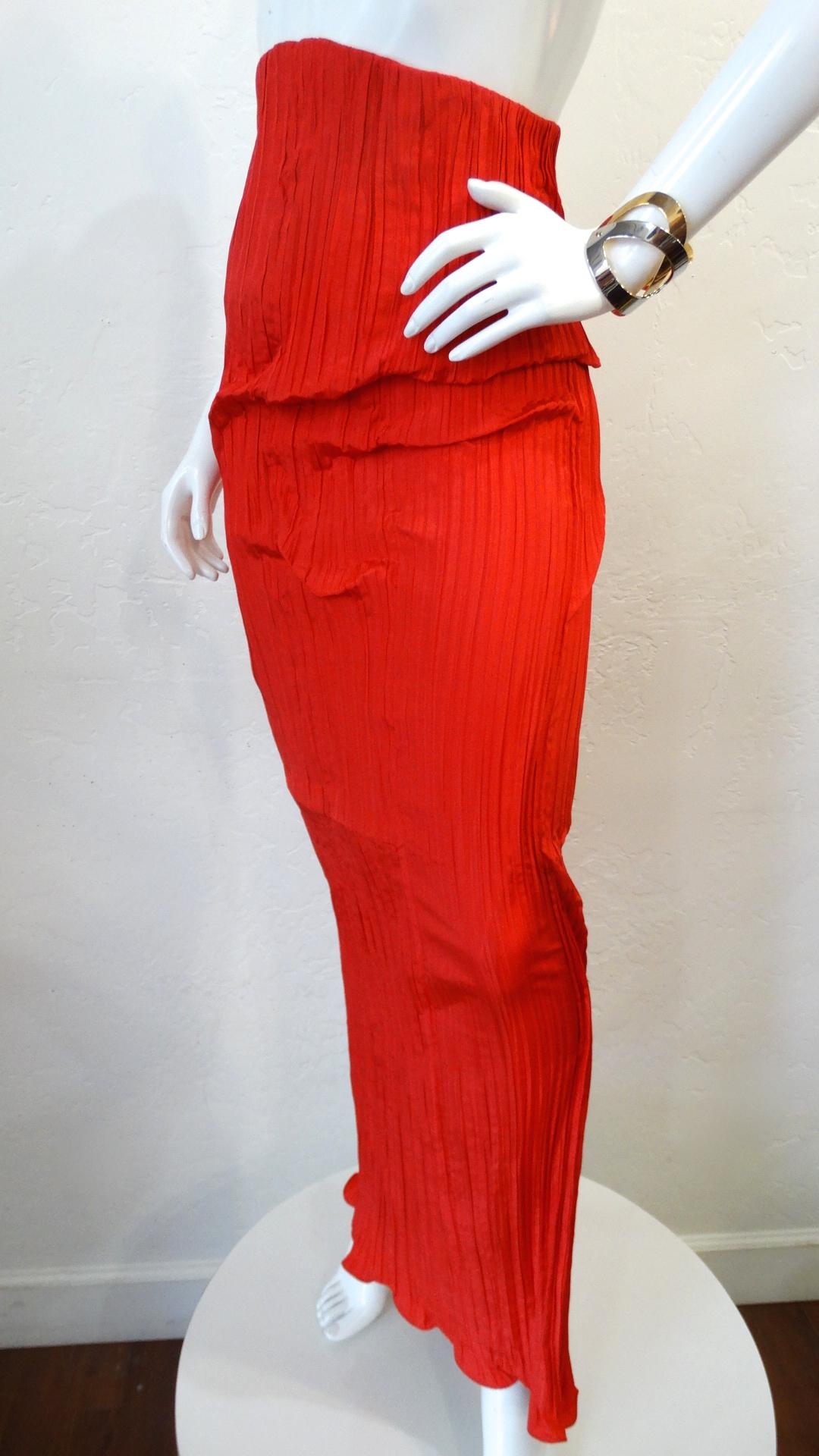 1980s Bernard Perris Couture Silk Crepe High Waisted Skirt For Sale 2