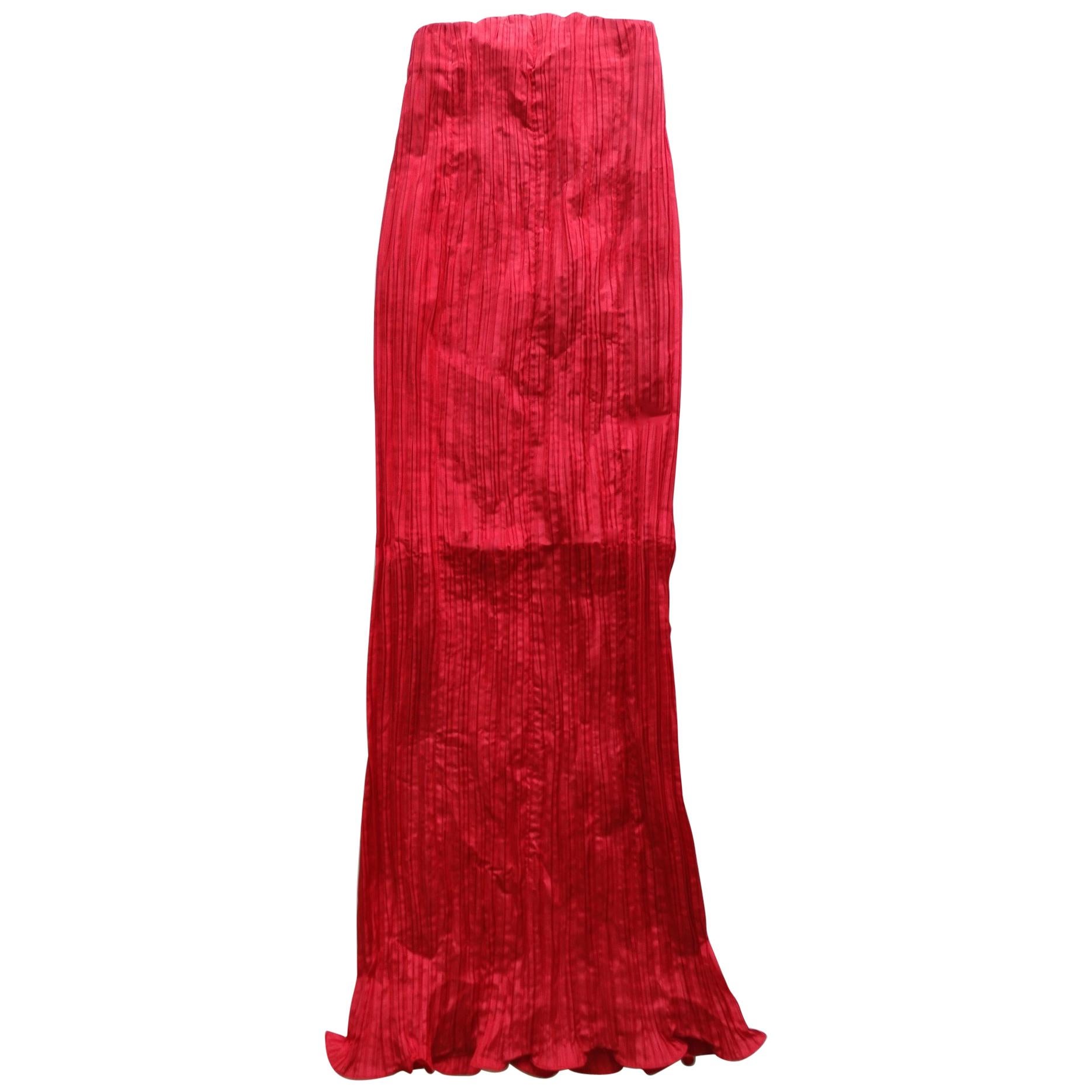 Gonna a vita alta in crepe di seta Bernard Perris Couture degli anni '80