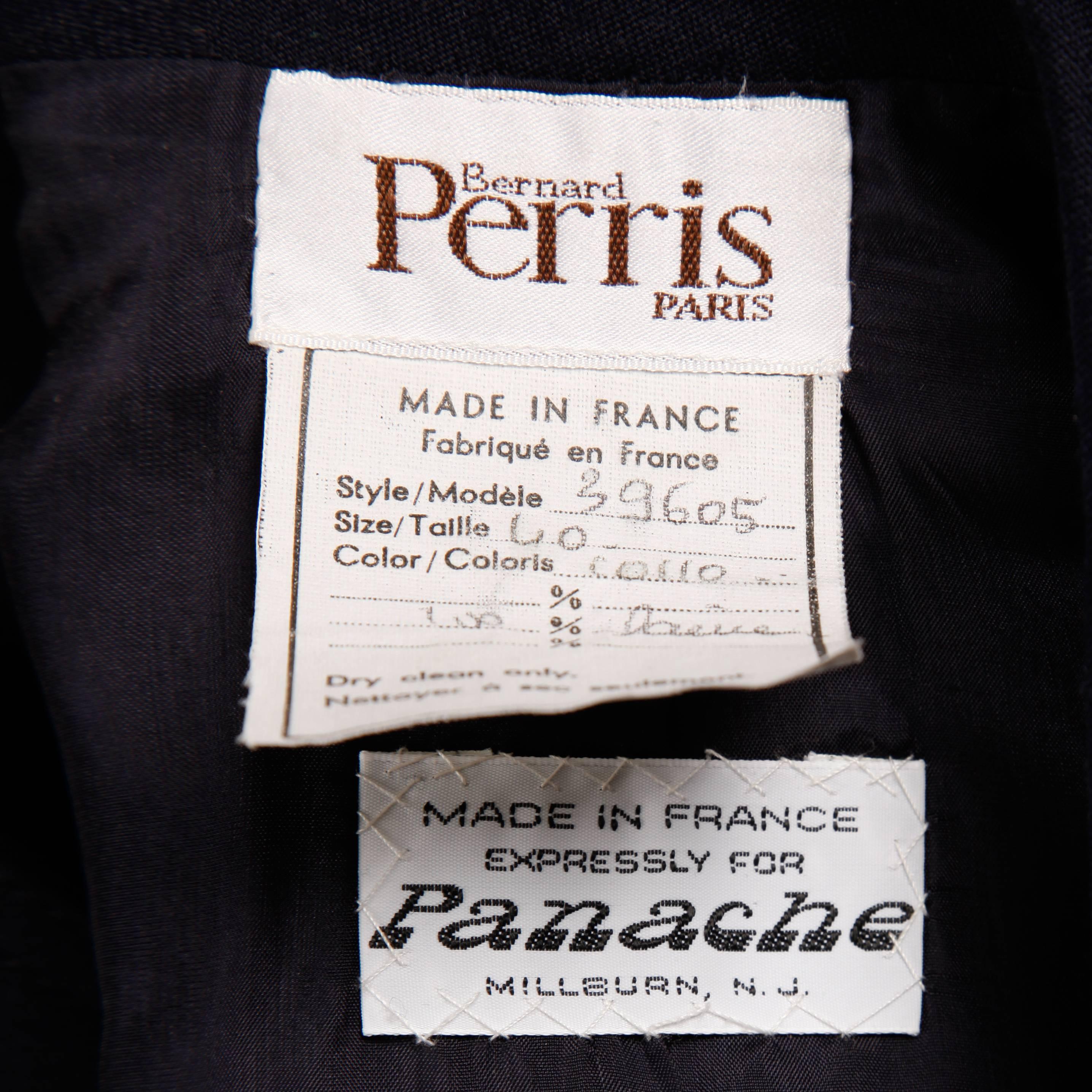 1980er Bernard Perris Vintage Marineblaue Wollweste oder Weste (Schwarz) im Angebot