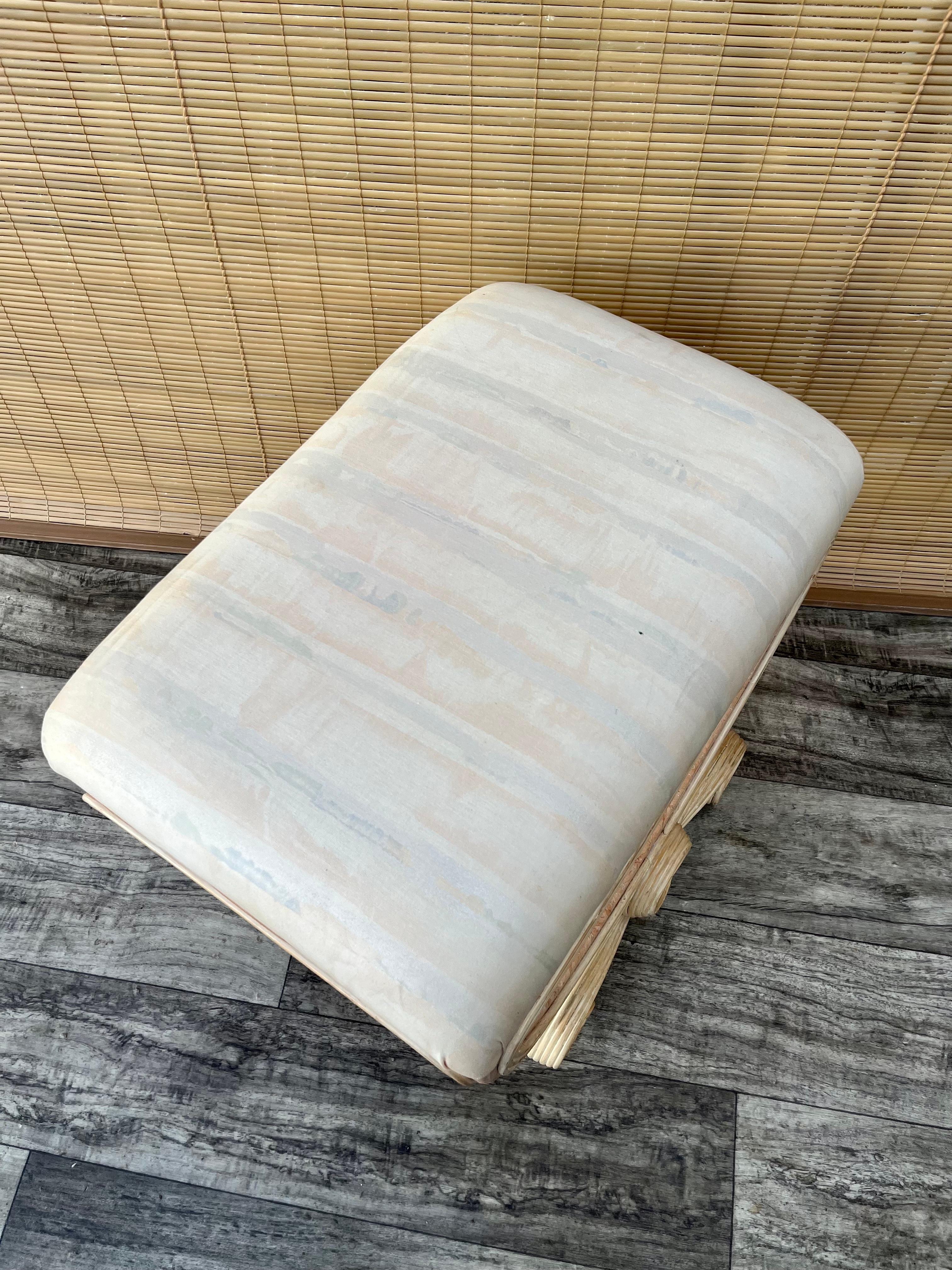 1980s Betty Cobonpue Style Pencil Reed and Tessellated Stone Bench For Sale 12