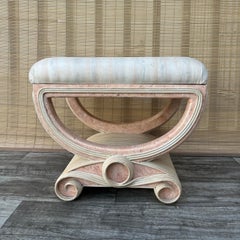 1980s Betty Cobonpue Style Pencil Reed and Tessellated Stone Bench