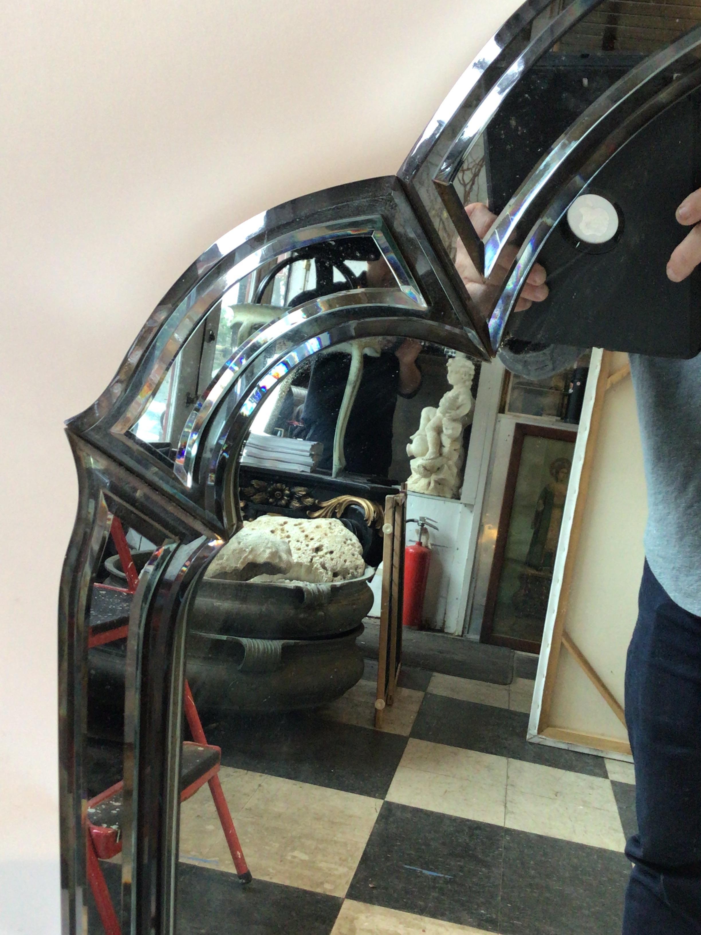 1980s Beveled Arched Mirror For Sale 1