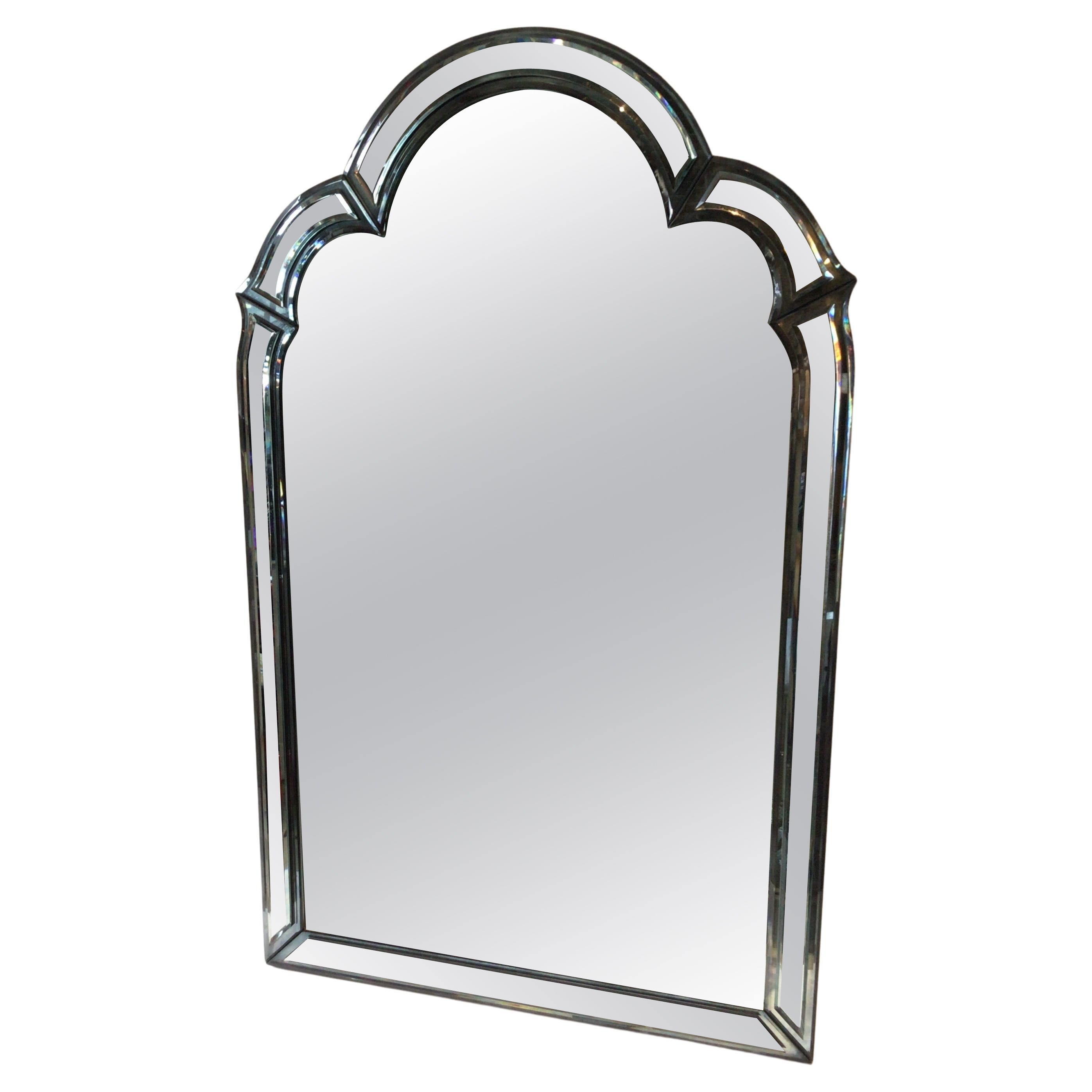 Miroir arqué biseauté des années 1980