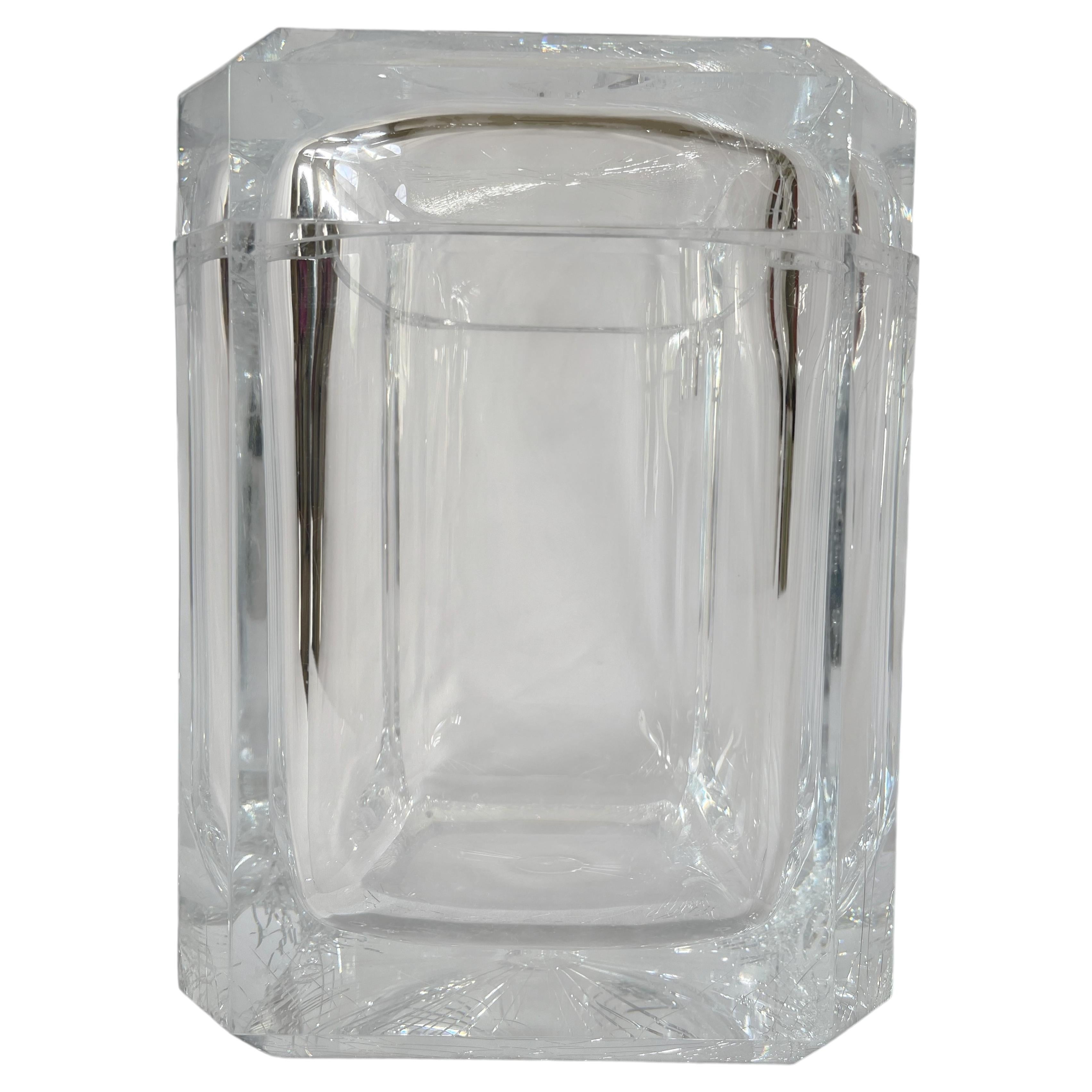 Post-Modern Beveled Lucite Ice Bucket In Style Of Alessandro Albrizzi