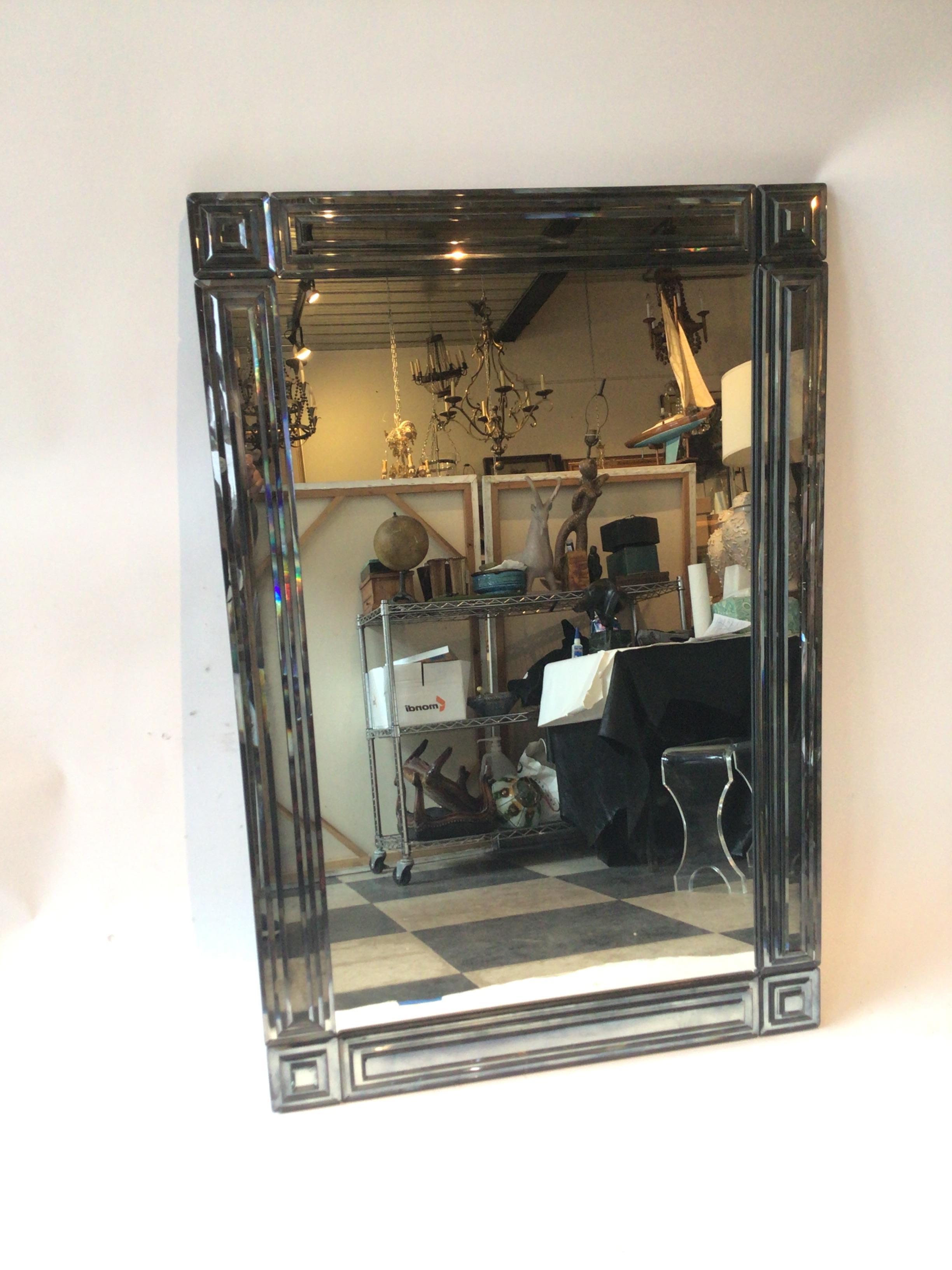 1980s Beveled mirror. Tiny chip in glass in one corner as shown in second to last picture.