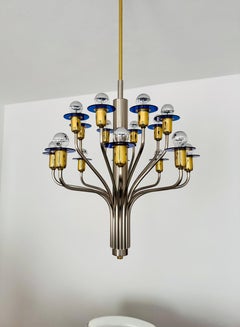 1980s Bicolor Glass Chandelier