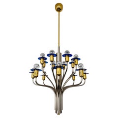 1980s Bicolor Glass Chandelier