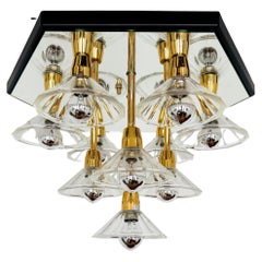 1980s Bicolor Glass Flush Chandelier by F. Fabbian