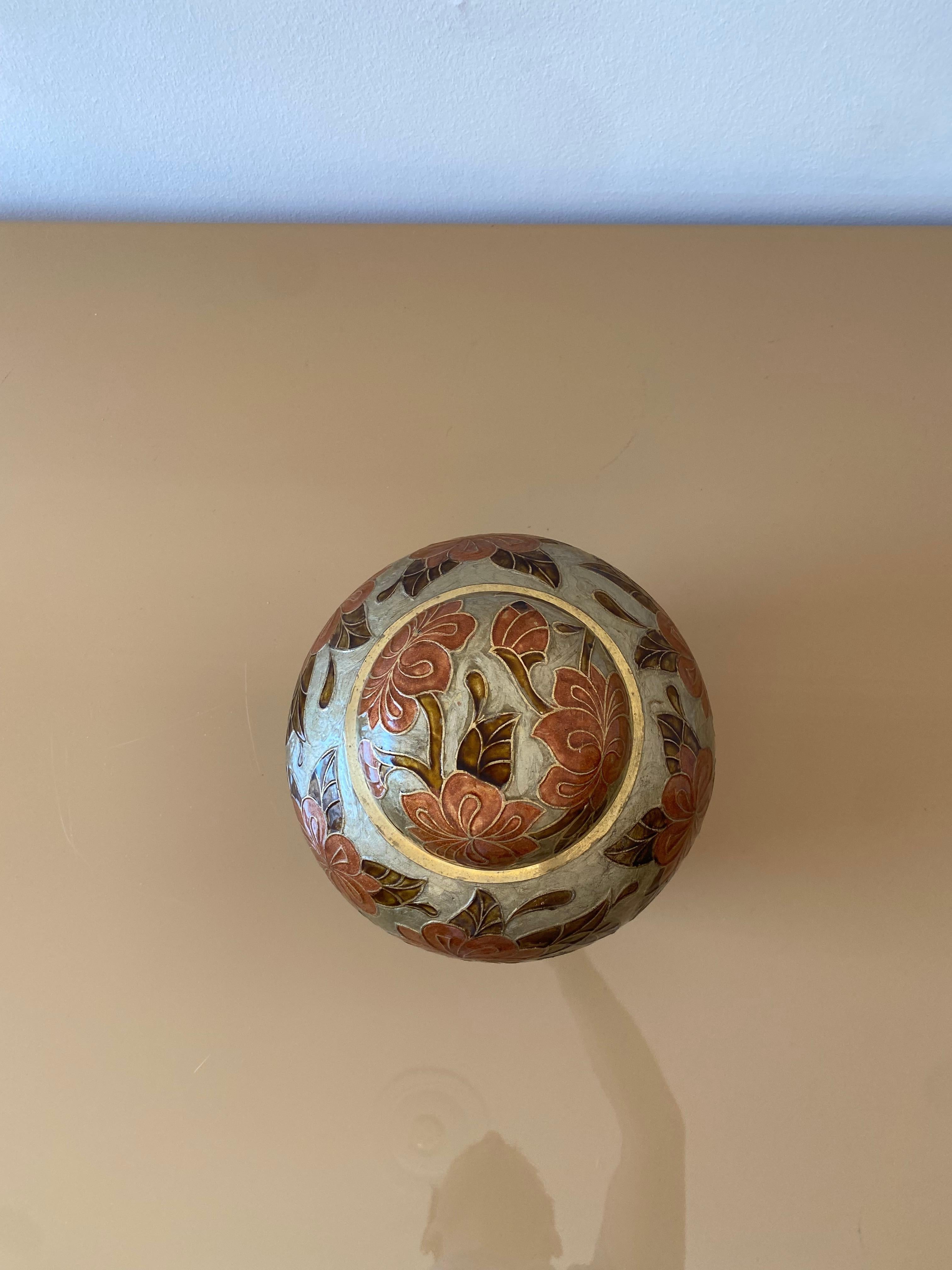 1980er Jahre Großes Messing Cloisonne emailliert Chinoiserie Ingwer Jar Tisch Vase Exotisch #1 im Angebot 6