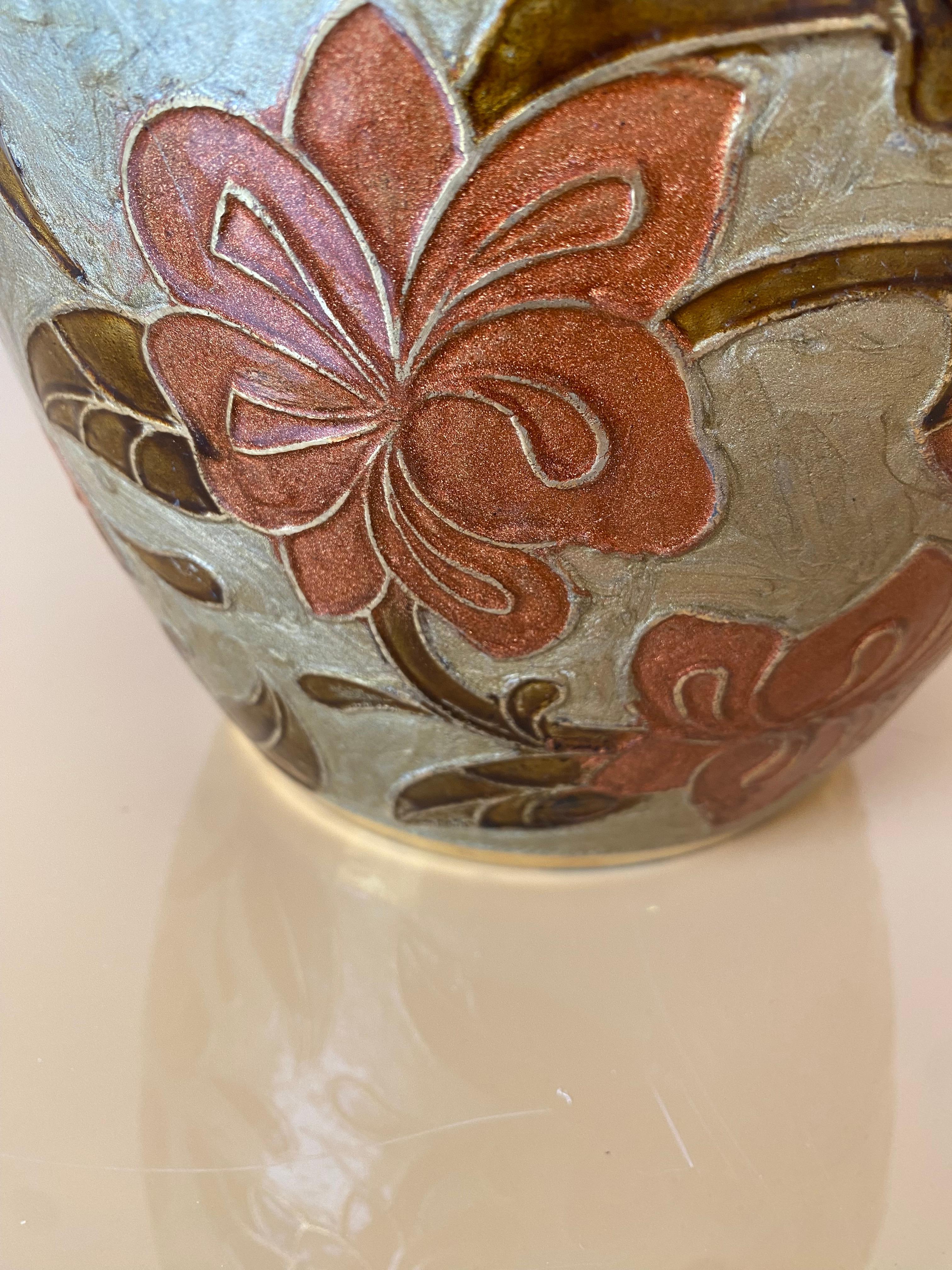 1980er Jahre Großes Messing Cloisonne emailliert Chinoiserie Ingwer Jar Tisch Vase Exotisch #1 (Ende des 20. Jahrhunderts) im Angebot