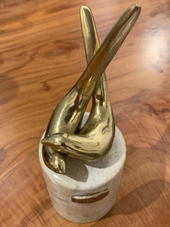 1980s Bijoux Brass Marble Ring Holder