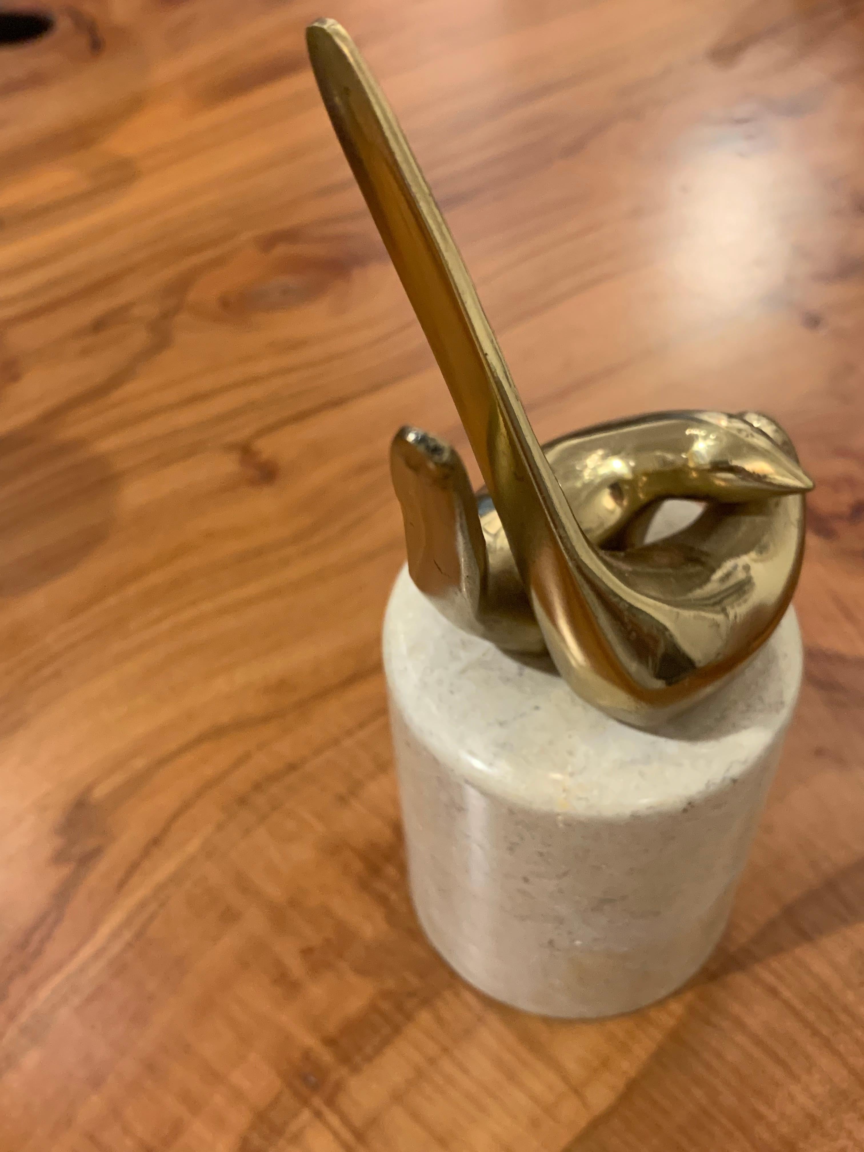 Cast 1980s Bijoux Brass Marble Ring Holder For Sale