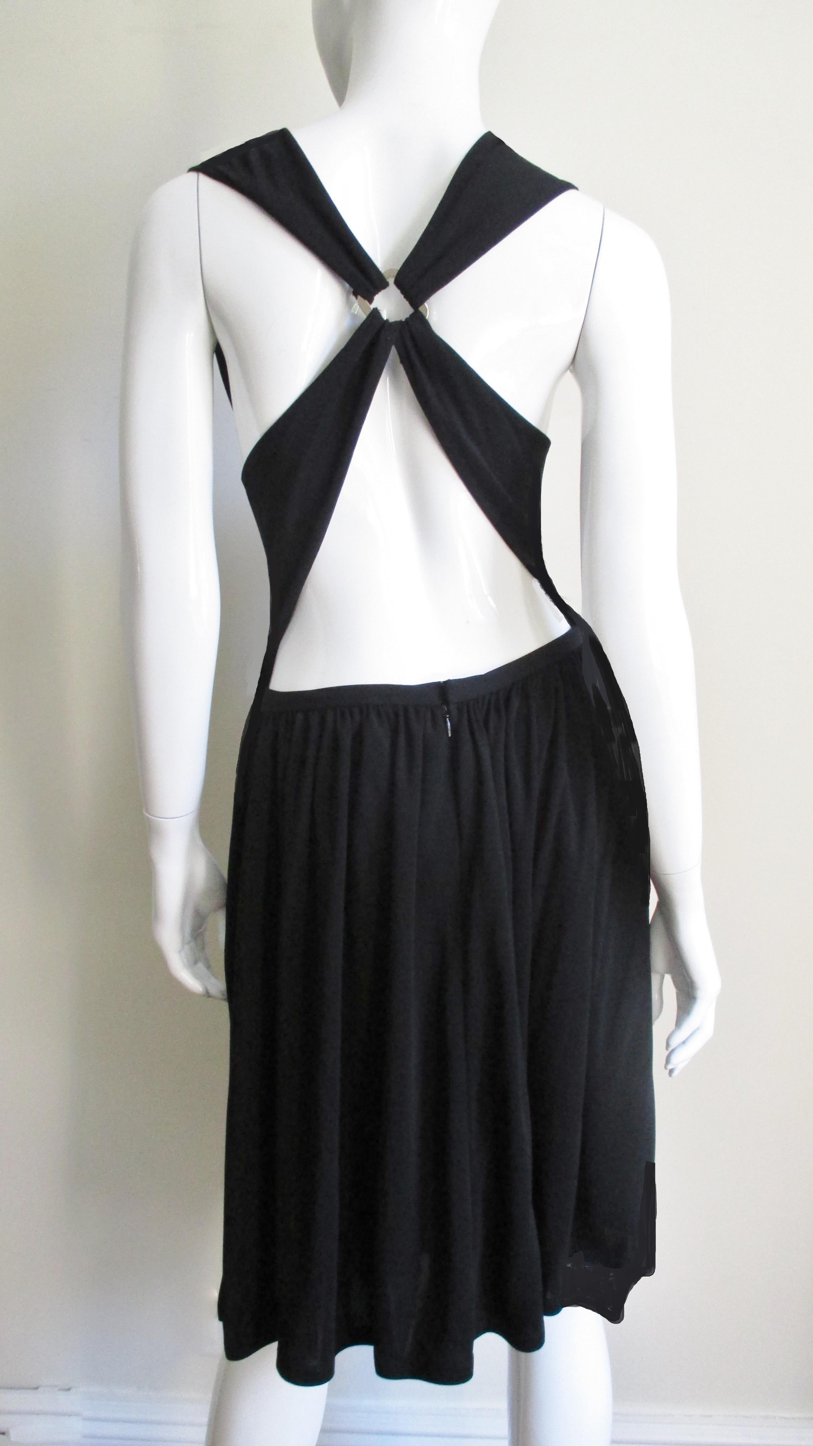 Black 1980s Bill Blass Cross Back Dress