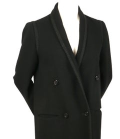 1980's BILL BLASS double breasted wool coat with cord trim