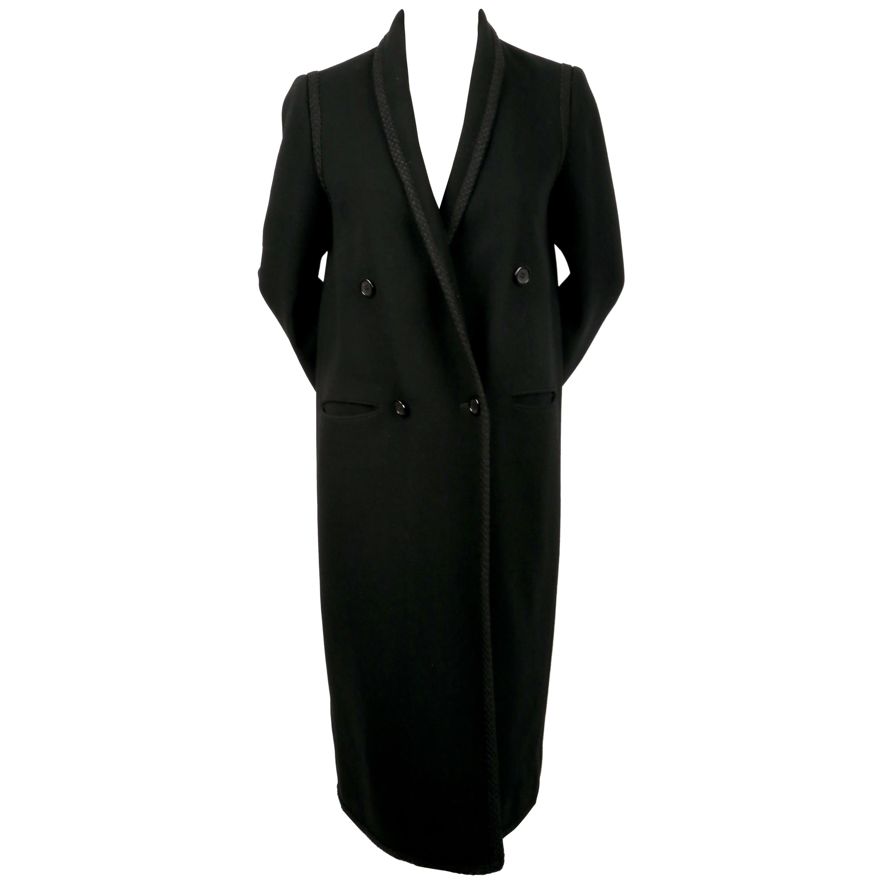1980's BILL BLASS double breasted wool coat with cord trim For Sale