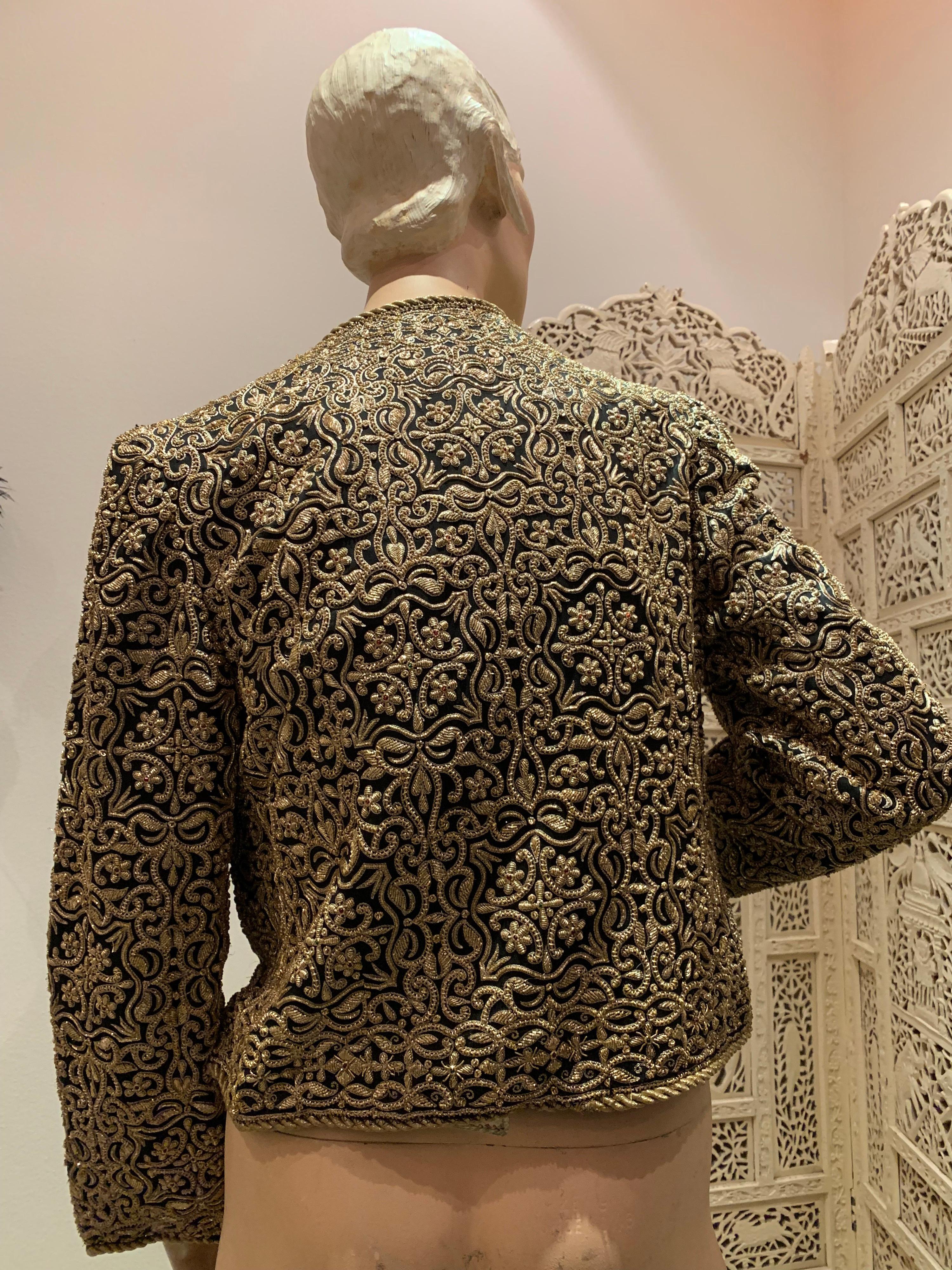 1980s  Bill Blass Evening Jacket W/ Heavily Encrusted Chain Embriodery Gold Work For Sale 3