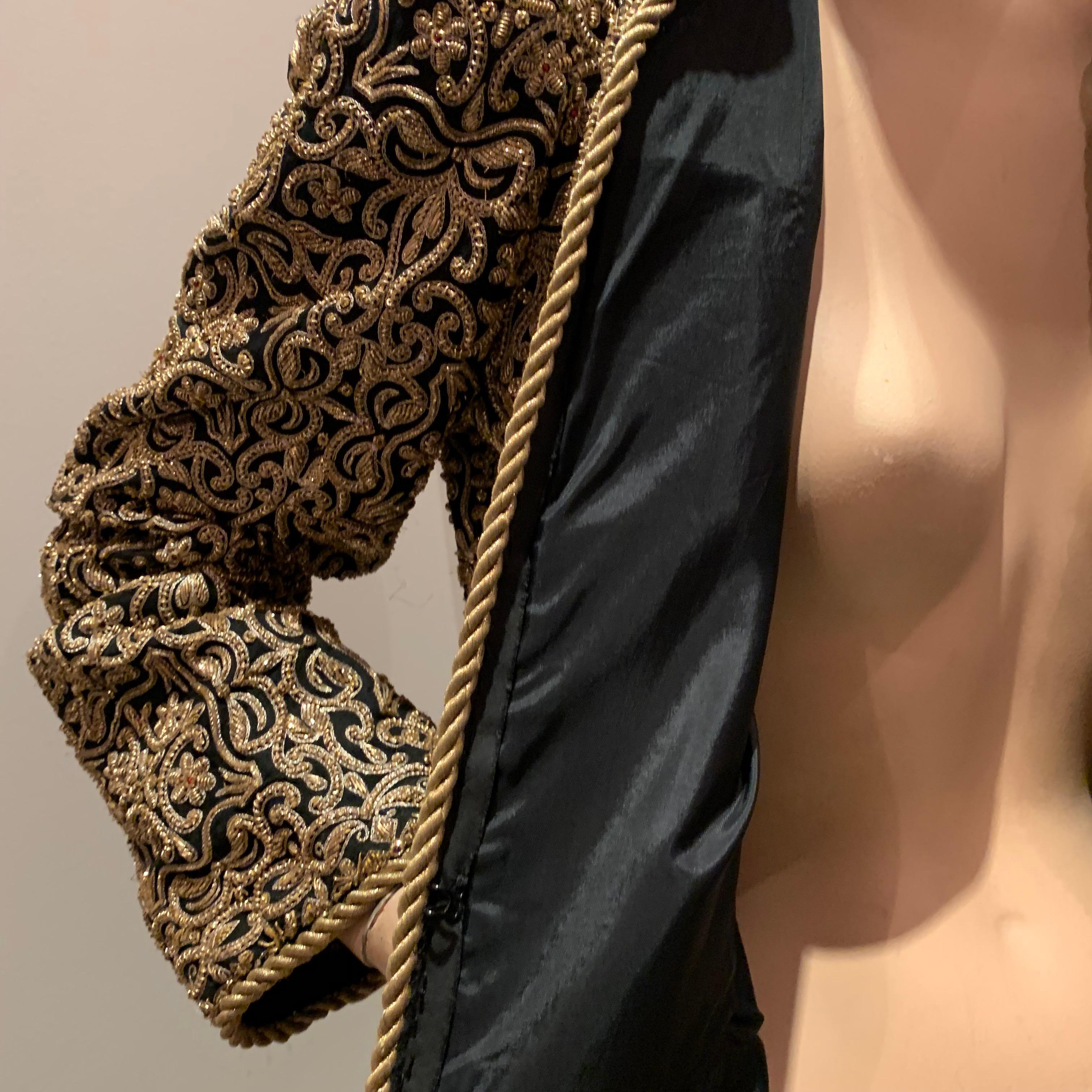1980s  Bill Blass Evening Jacket W/ Heavily Encrusted Chain Embriodery Gold Work For Sale 7