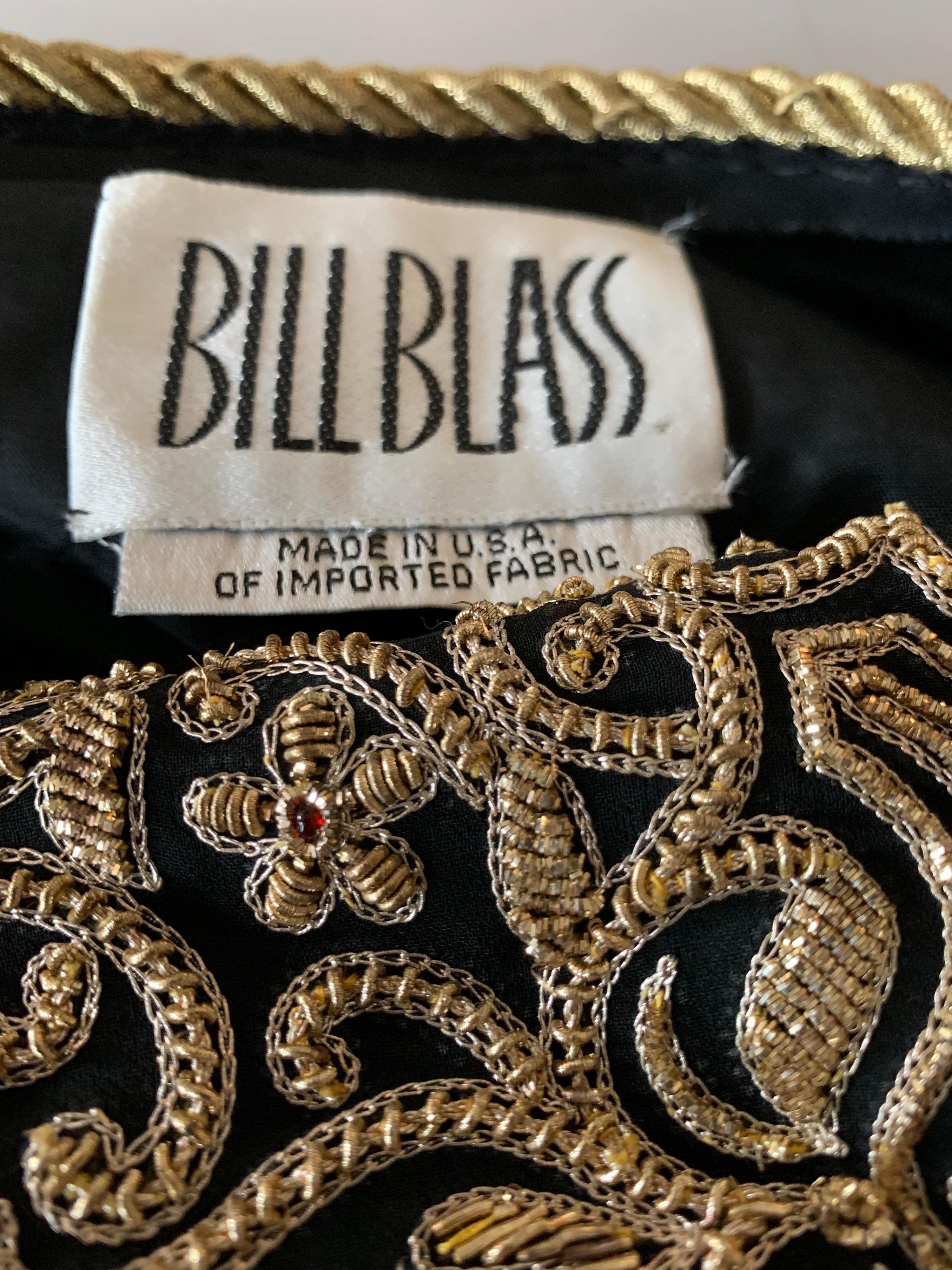 1980s  Bill Blass Evening Jacket W/ Heavily Encrusted Chain Embriodery Gold Work For Sale 9