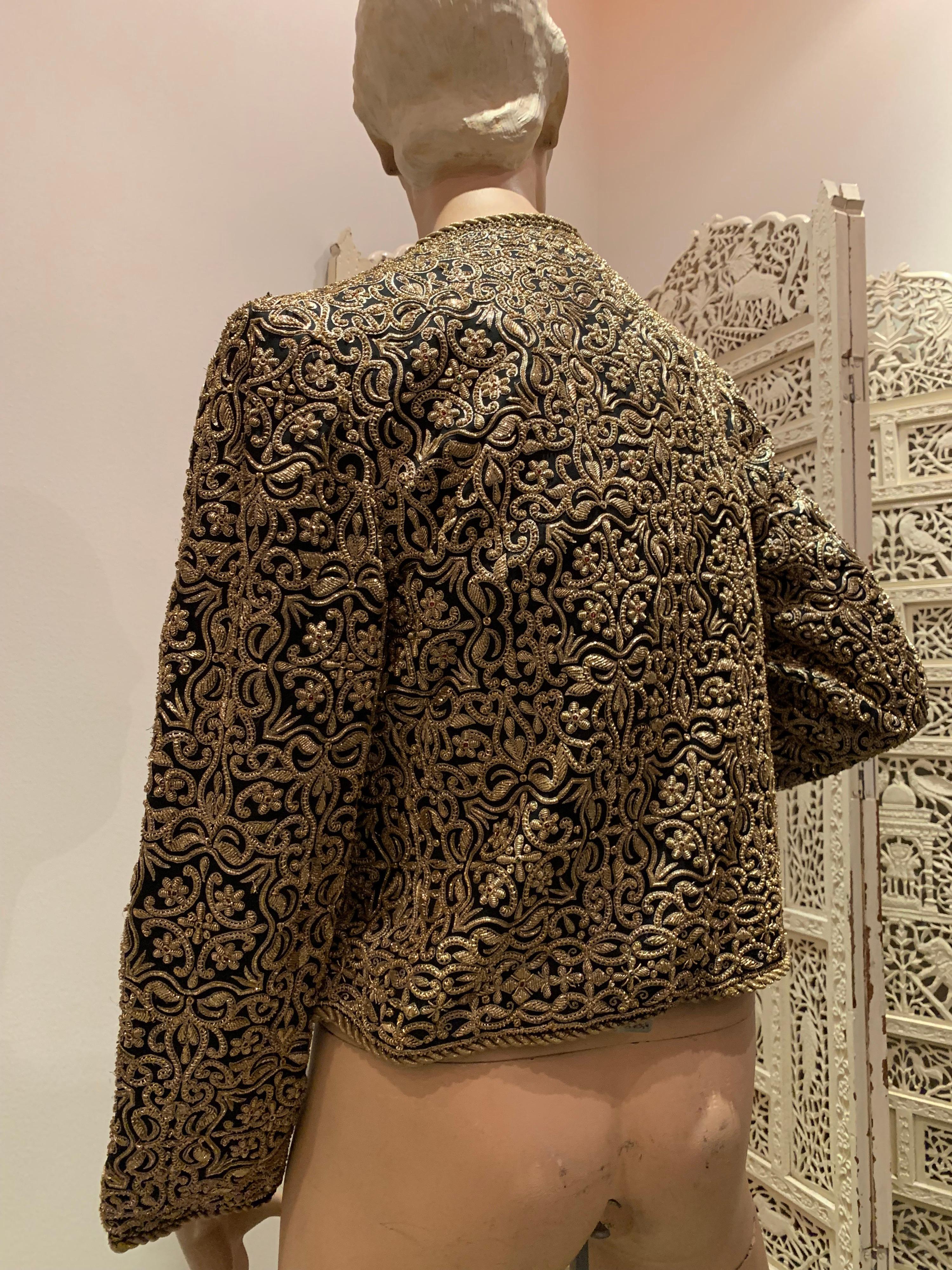 Women's 1980s  Bill Blass Evening Jacket W/ Heavily Encrusted Chain Embriodery Gold Work For Sale