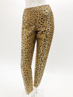 1980s Bill Blass Leopard Brocade Lamé Cigarette Pants