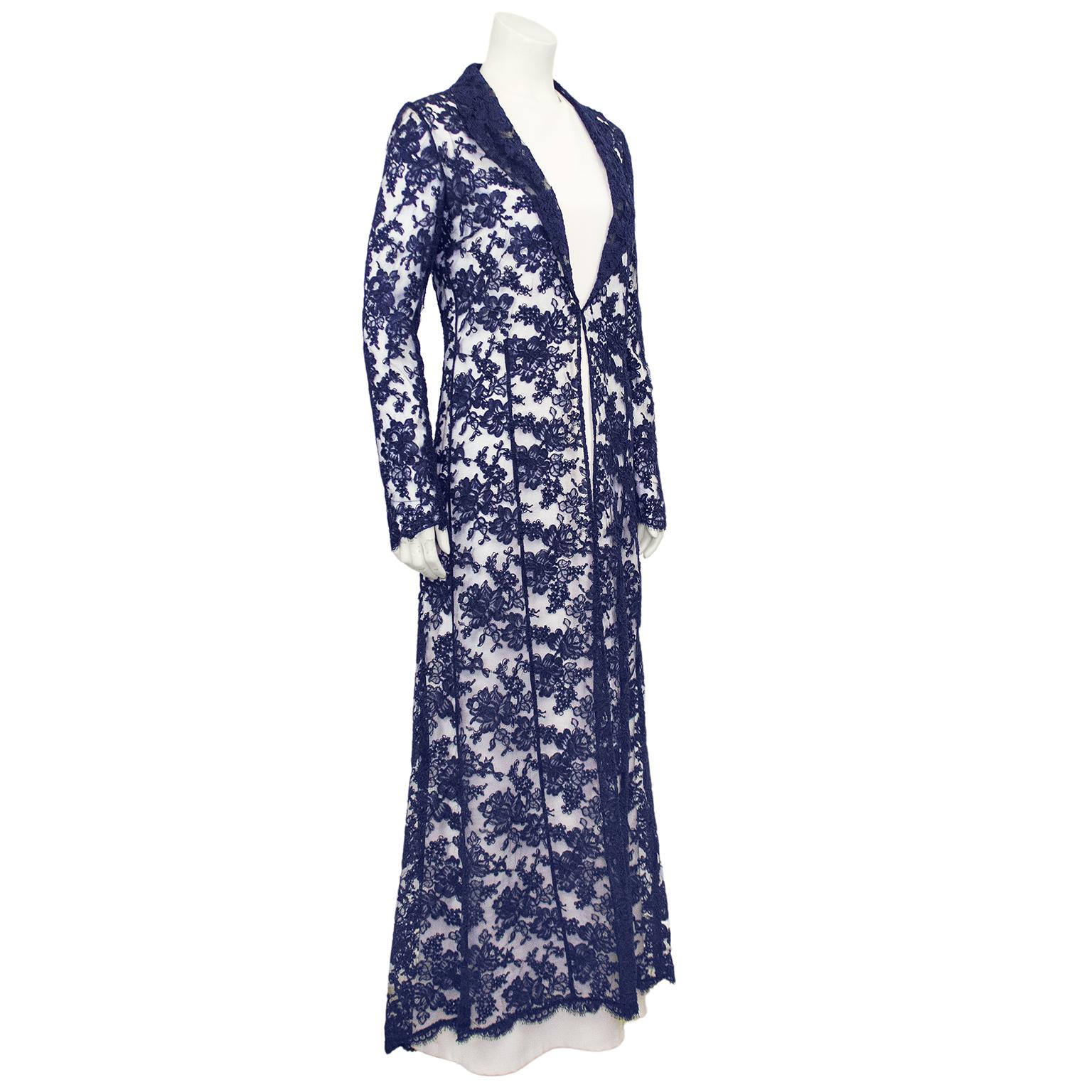 Purple 1980s Bill Blass Off White Gown and Navy Lace Evening Ensemble For Sale