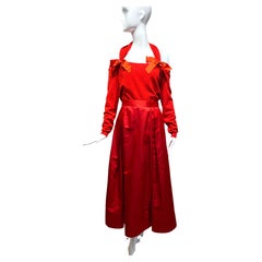 1980s Bill Blass Red Cashmere Sweater and Satin Skirt Set