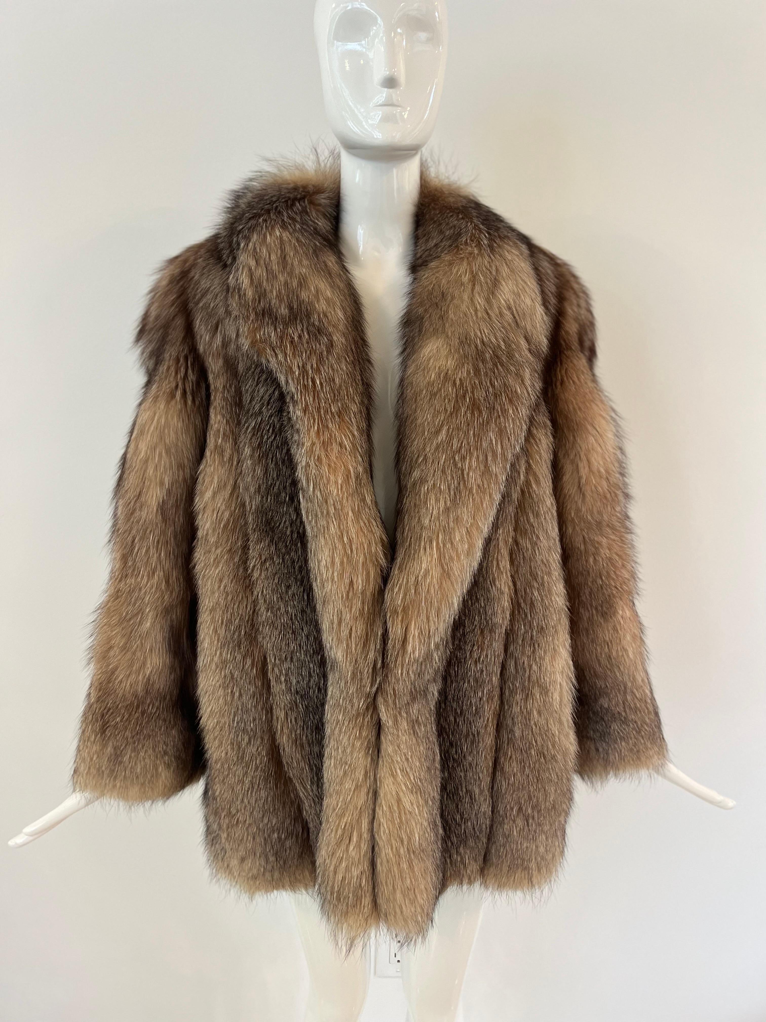 Women's or Men's 1980s BIll Blass Red Fox Fur Coat For Sale