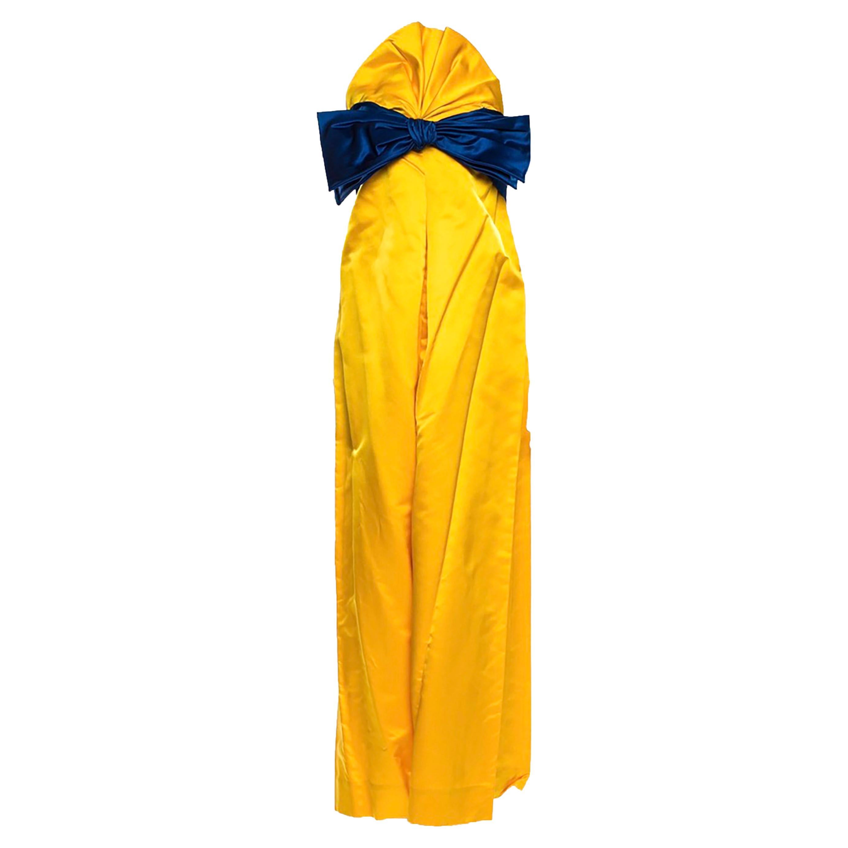 1980s Bill Blass Satin Floor Length Evening Gown  For Sale
