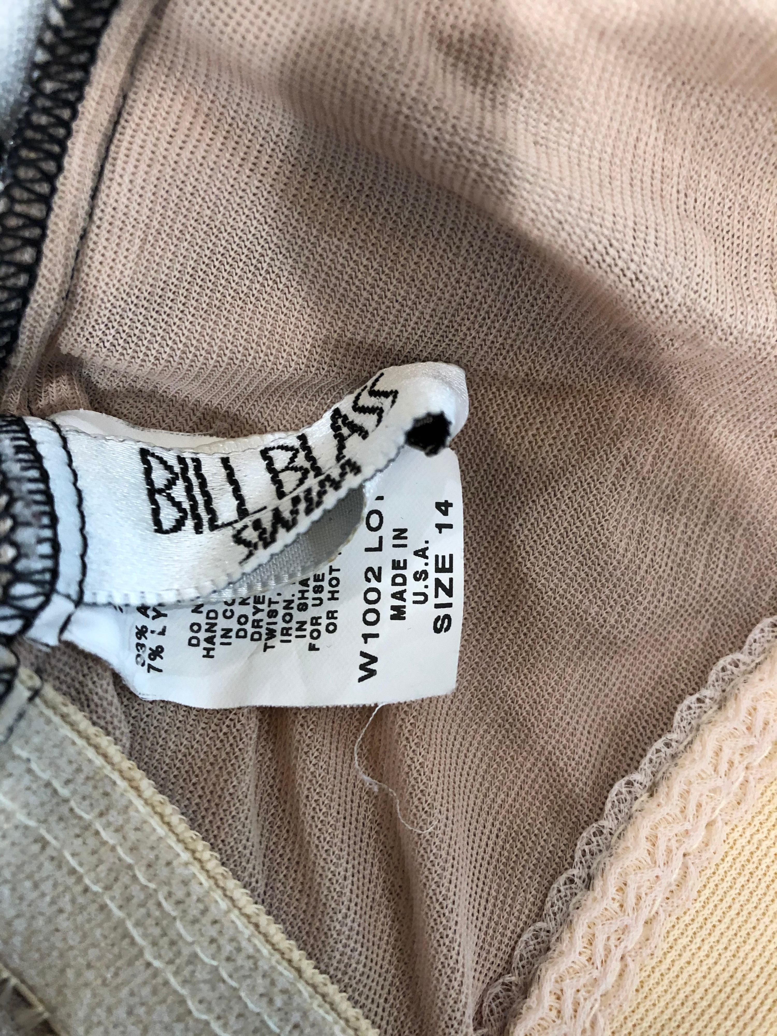 1990er Bill Blass Größe 14 einteiliger Badeanzug / Bodysuit mit Zebradruck in Schwarz und Weiß  im Zustand „Hervorragend“ im Angebot in San Diego, CA