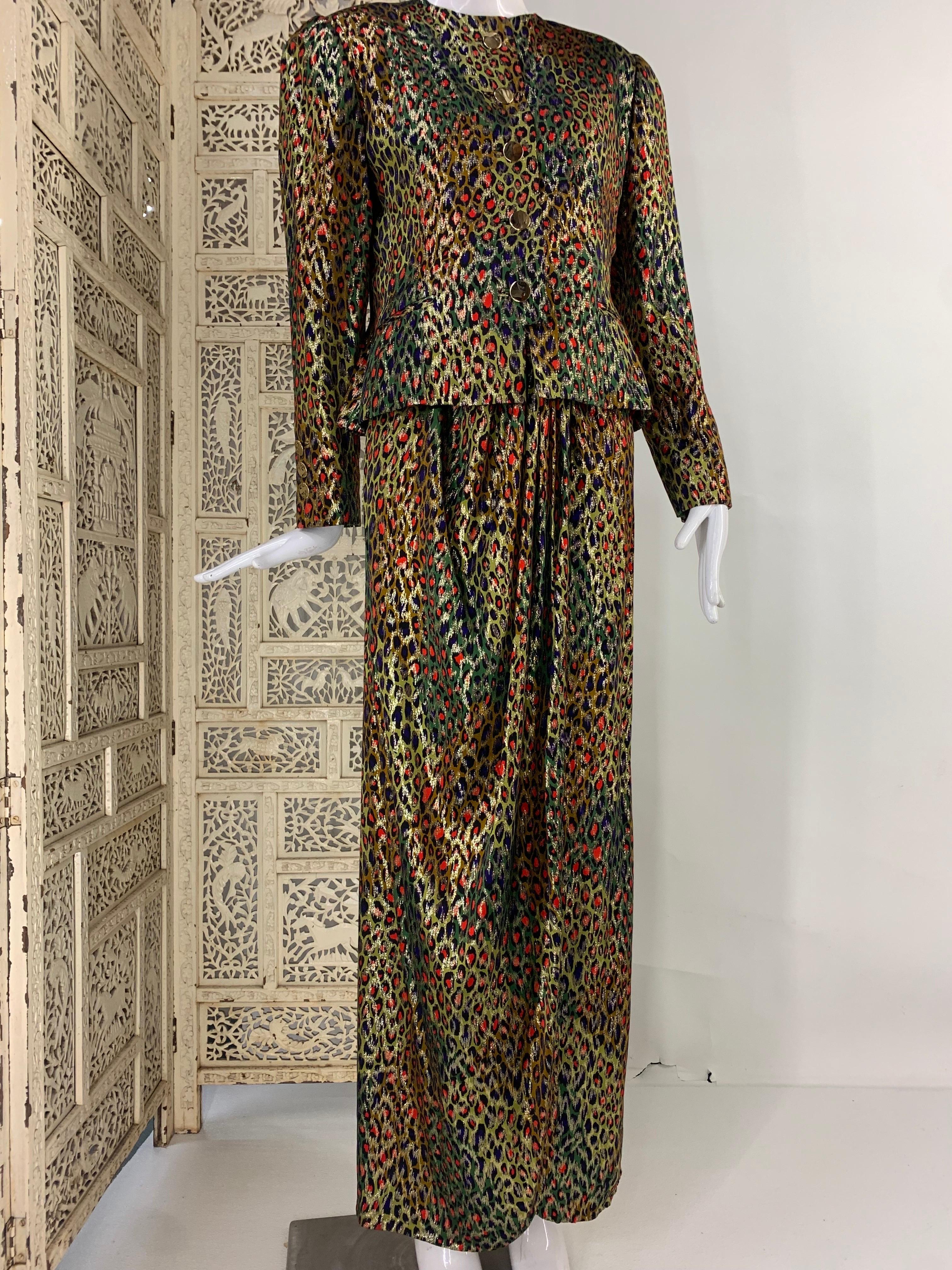 Costume jupe de soirée style sarong stylisé léopard lamé doré Bill Blass des années 1980 en vente 6