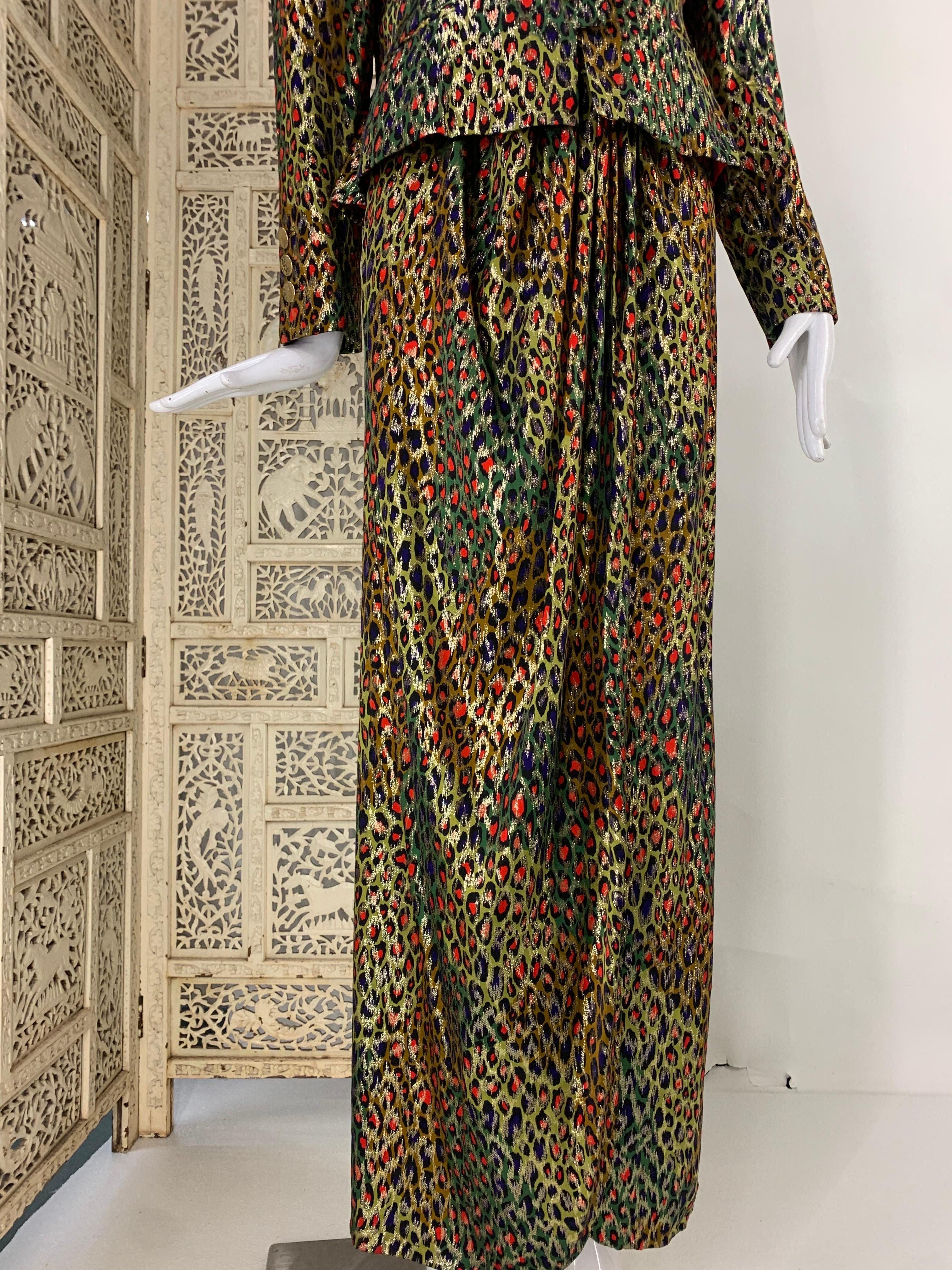 Costume jupe de soirée style sarong stylisé léopard lamé doré Bill Blass des années 1980 en vente 7