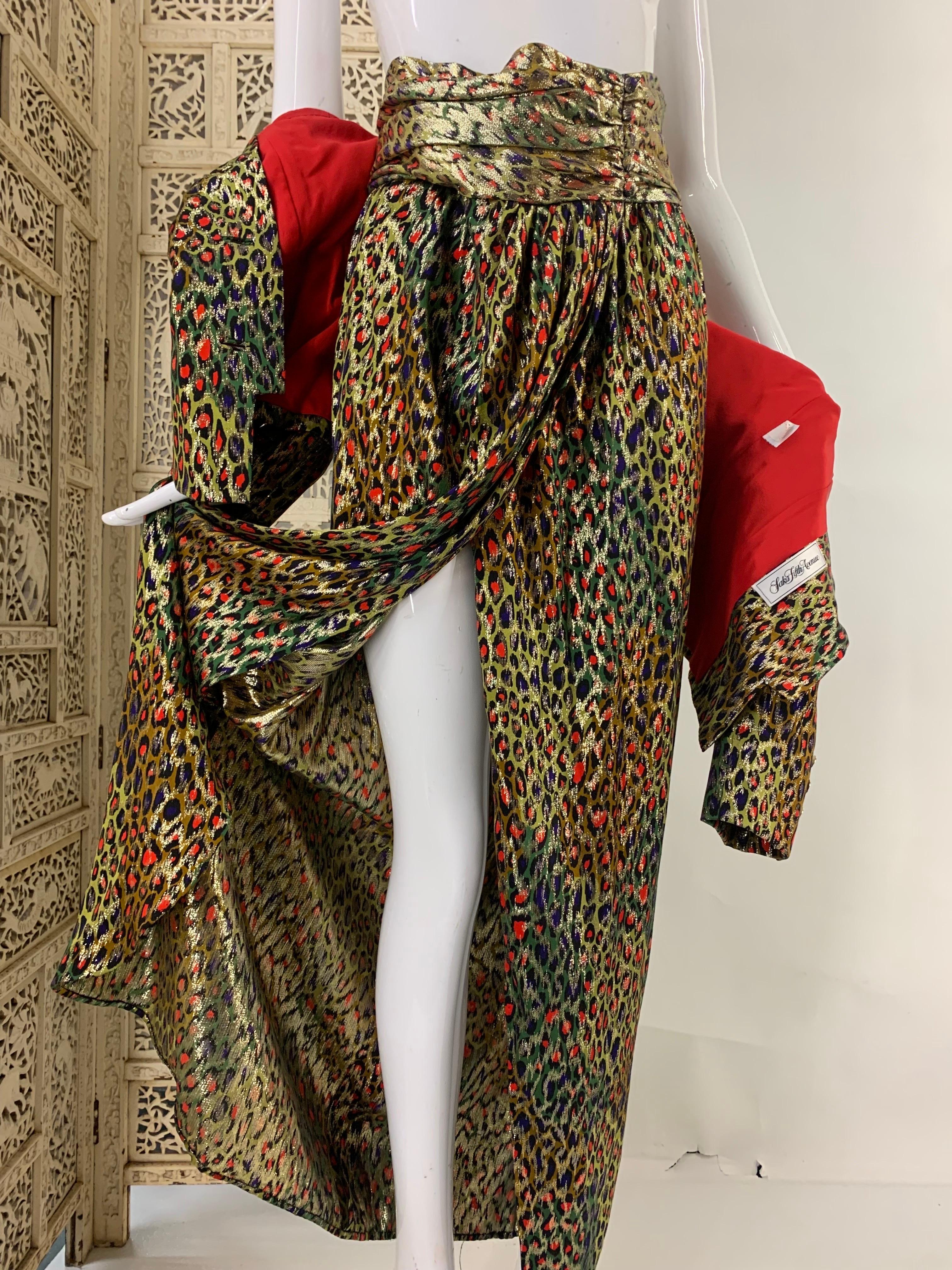 Costume jupe de soirée style sarong stylisé léopard lamé doré Bill Blass des années 1980 en vente 10