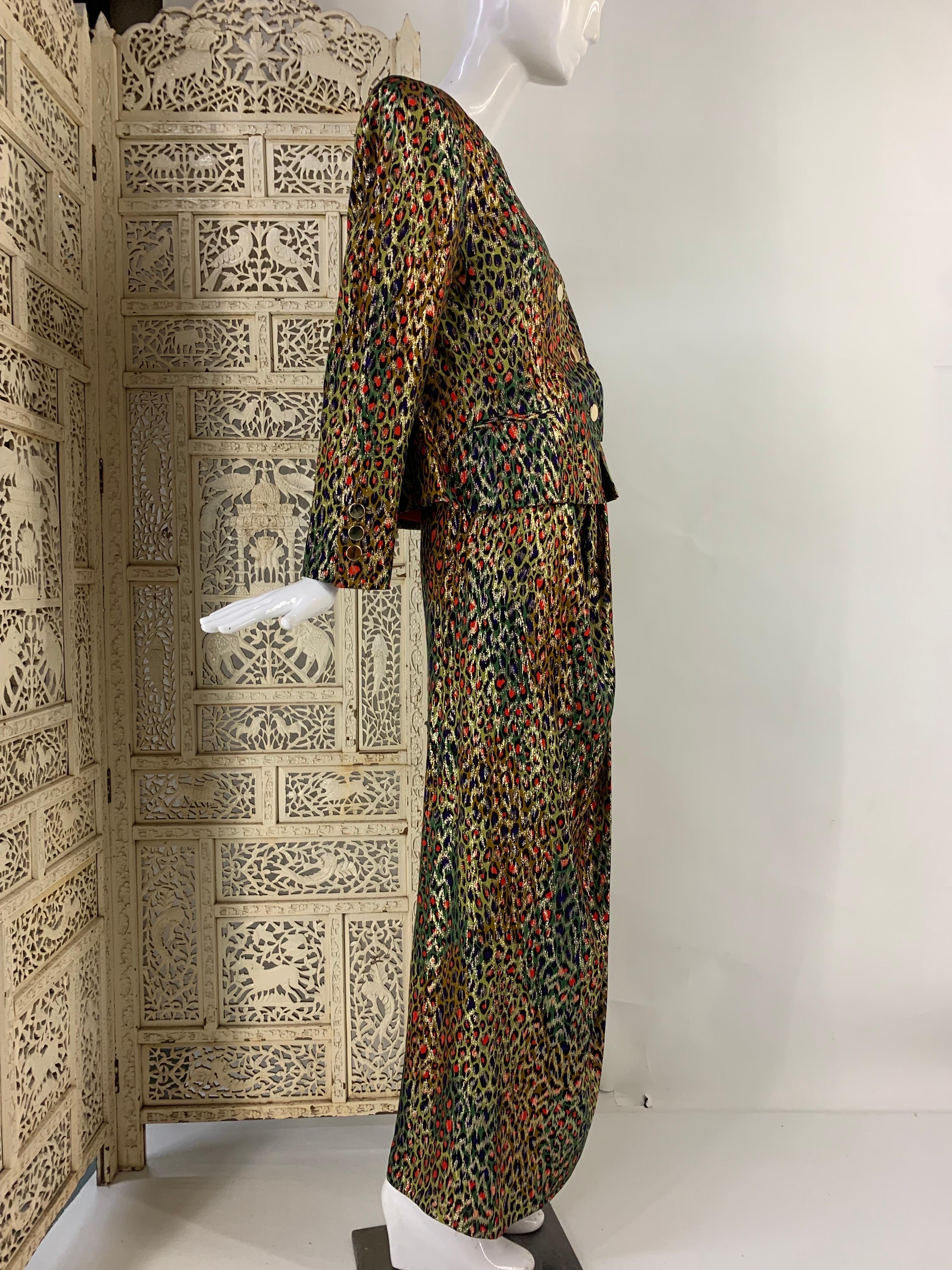 Costume jupe de soirée style sarong stylisé léopard lamé doré Bill Blass des années 1980 en vente 3