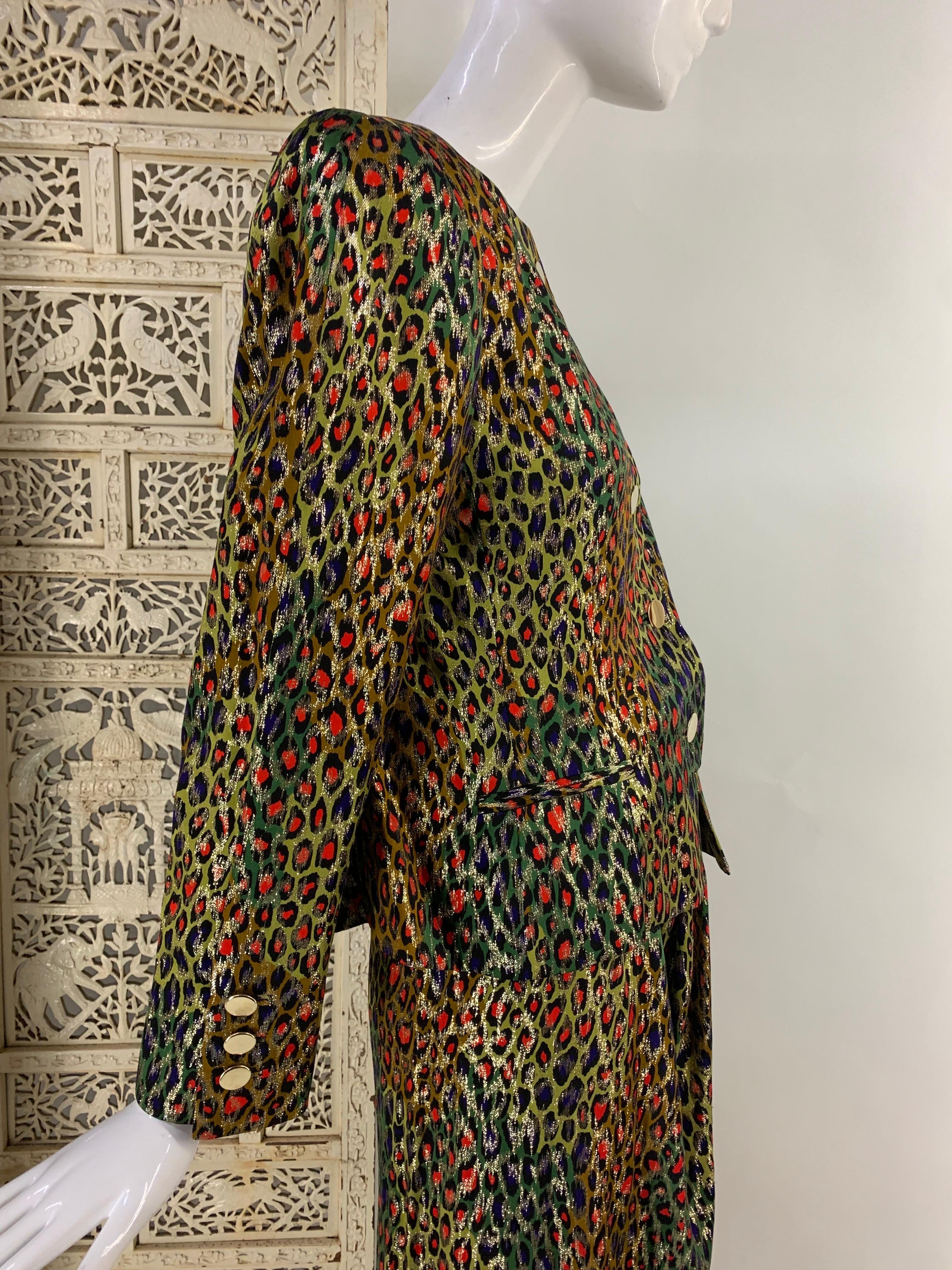 Costume jupe de soirée style sarong stylisé léopard lamé doré Bill Blass des années 1980 en vente 4
