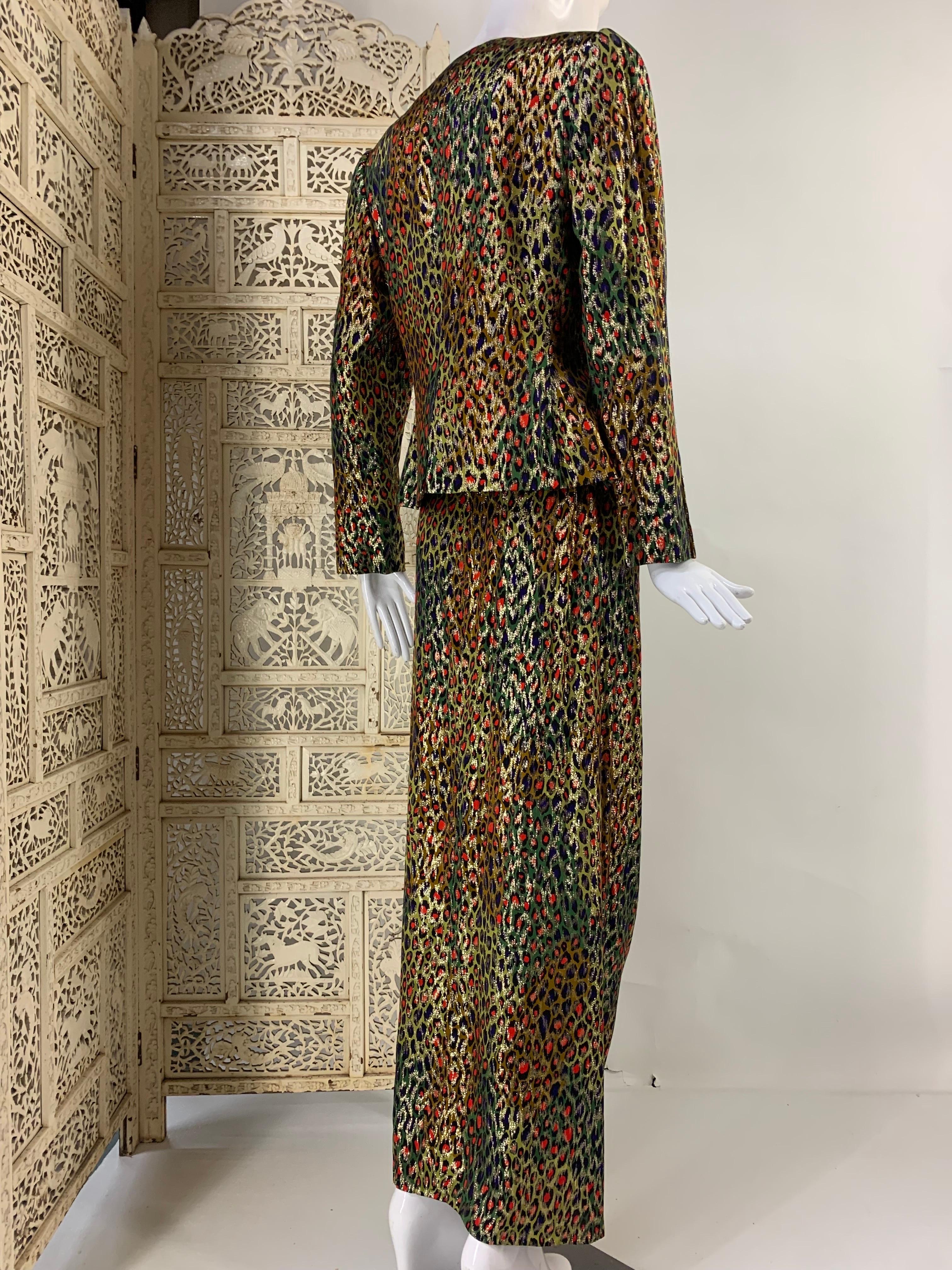 Costume jupe de soirée style sarong stylisé léopard lamé doré Bill Blass des années 1980 en vente 5