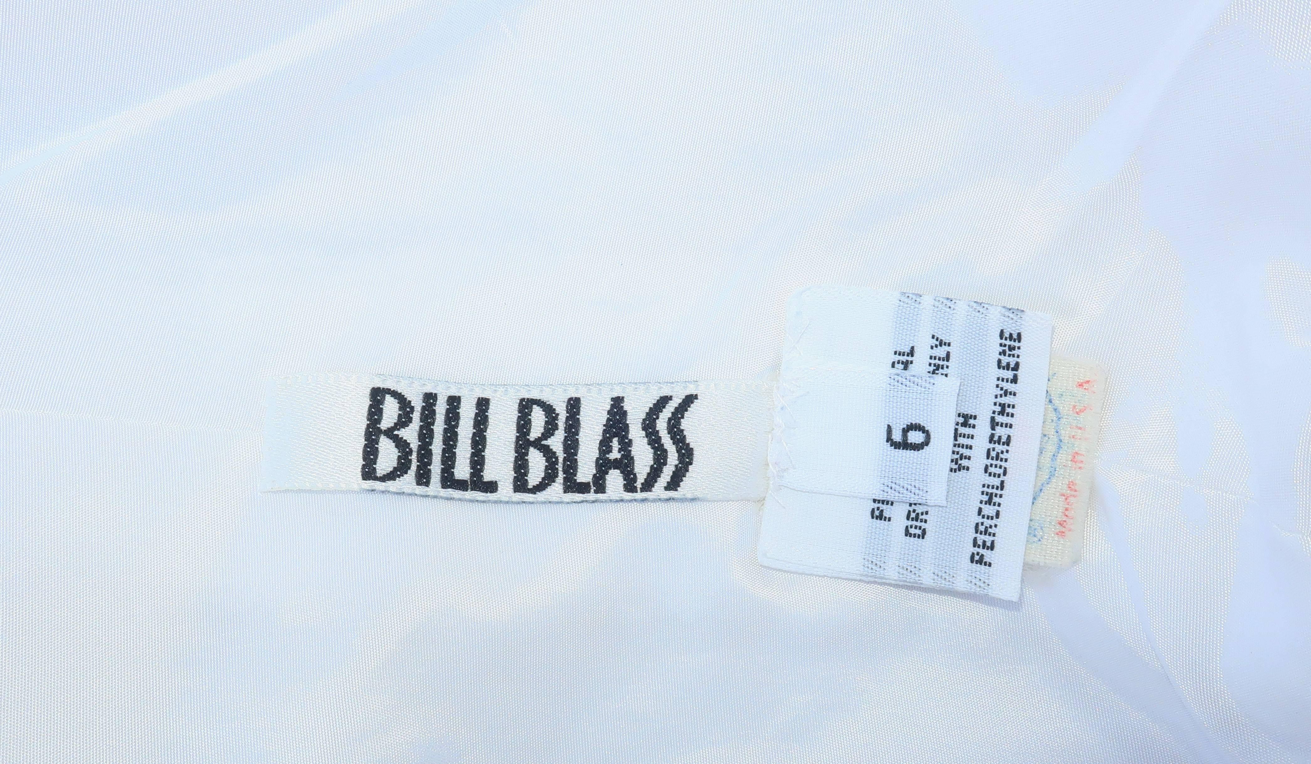 1980's Bill Blass White Pique Style Dress With Tulip Skirt Silhouette 5