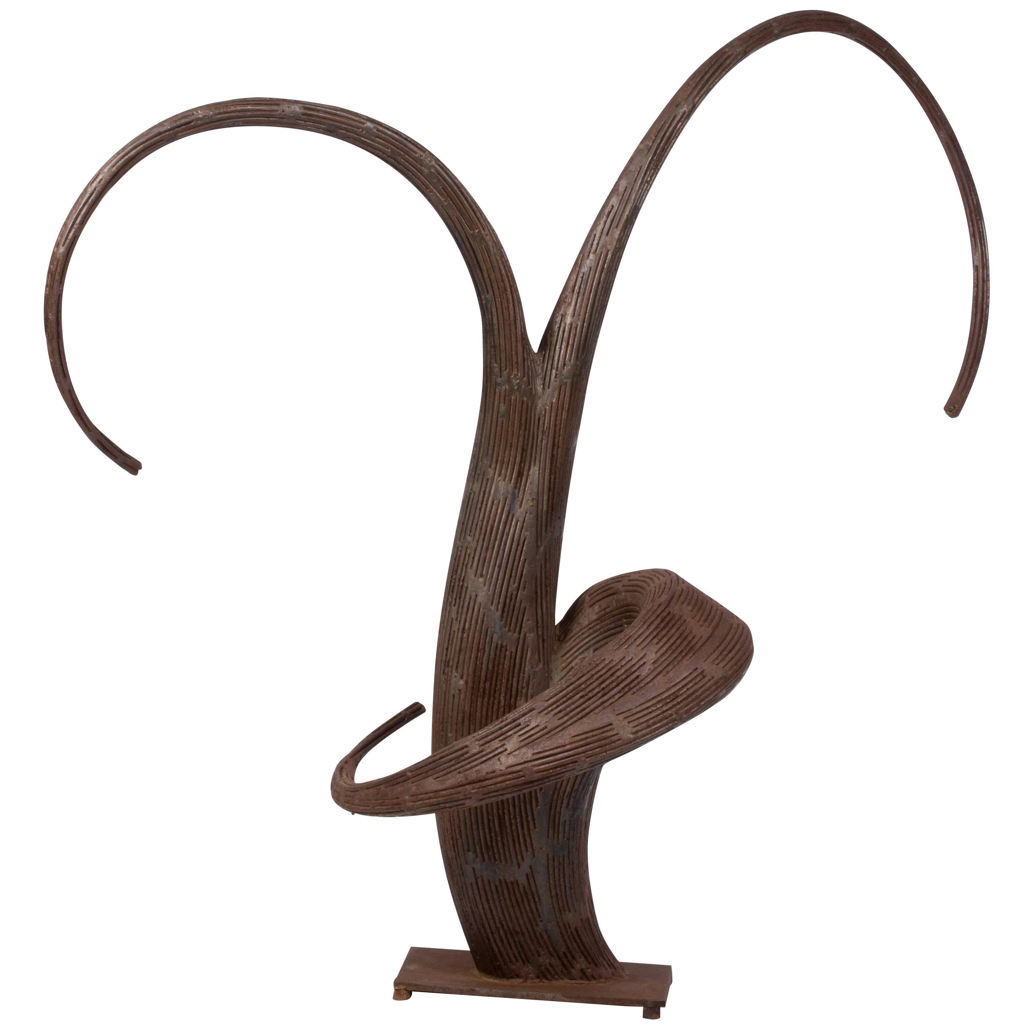 1980s Biomorphic Cast Metal Sculpture For Sale