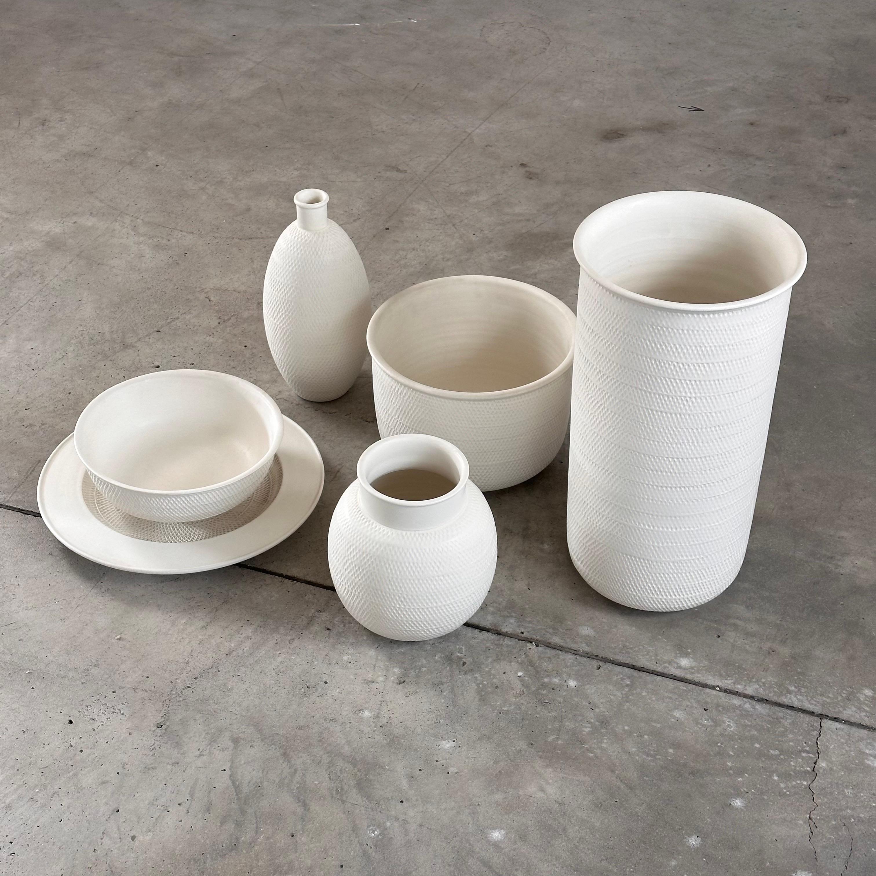 1980er Bitossi Weißes Keramik-Set mit schöner Textur, tadelloser Zustand im Angebot 7