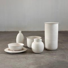 1980s Bitossi White Ceramic Set with Beautiful Texture, Pristine Condition
