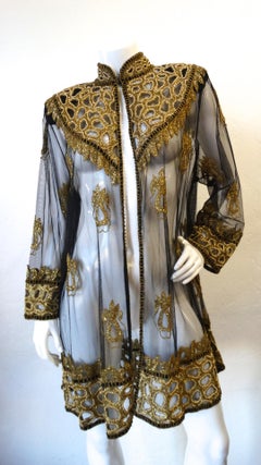 1980s Black and Gold Embellished Jacket