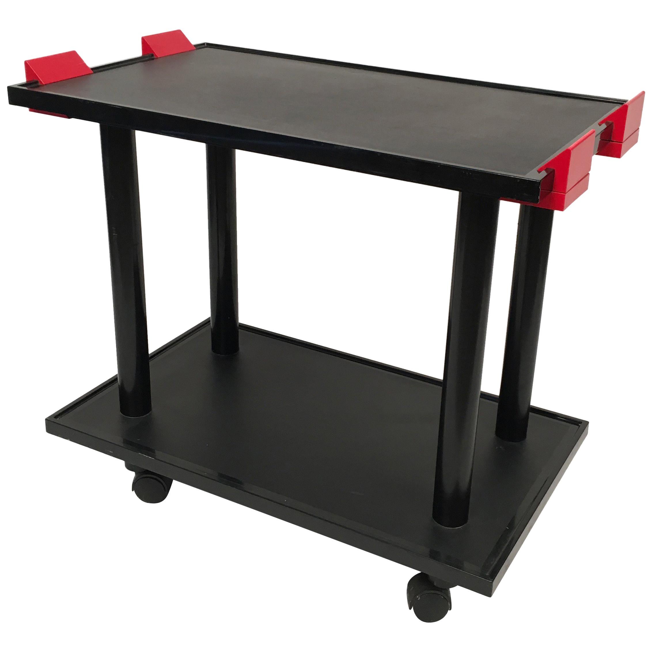 1980s Black and Red Trolley by Kartell Made in Italy For Sale