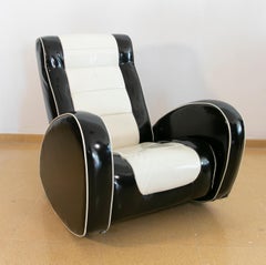 Fauteuil à bascule noir et blanc des années 1980