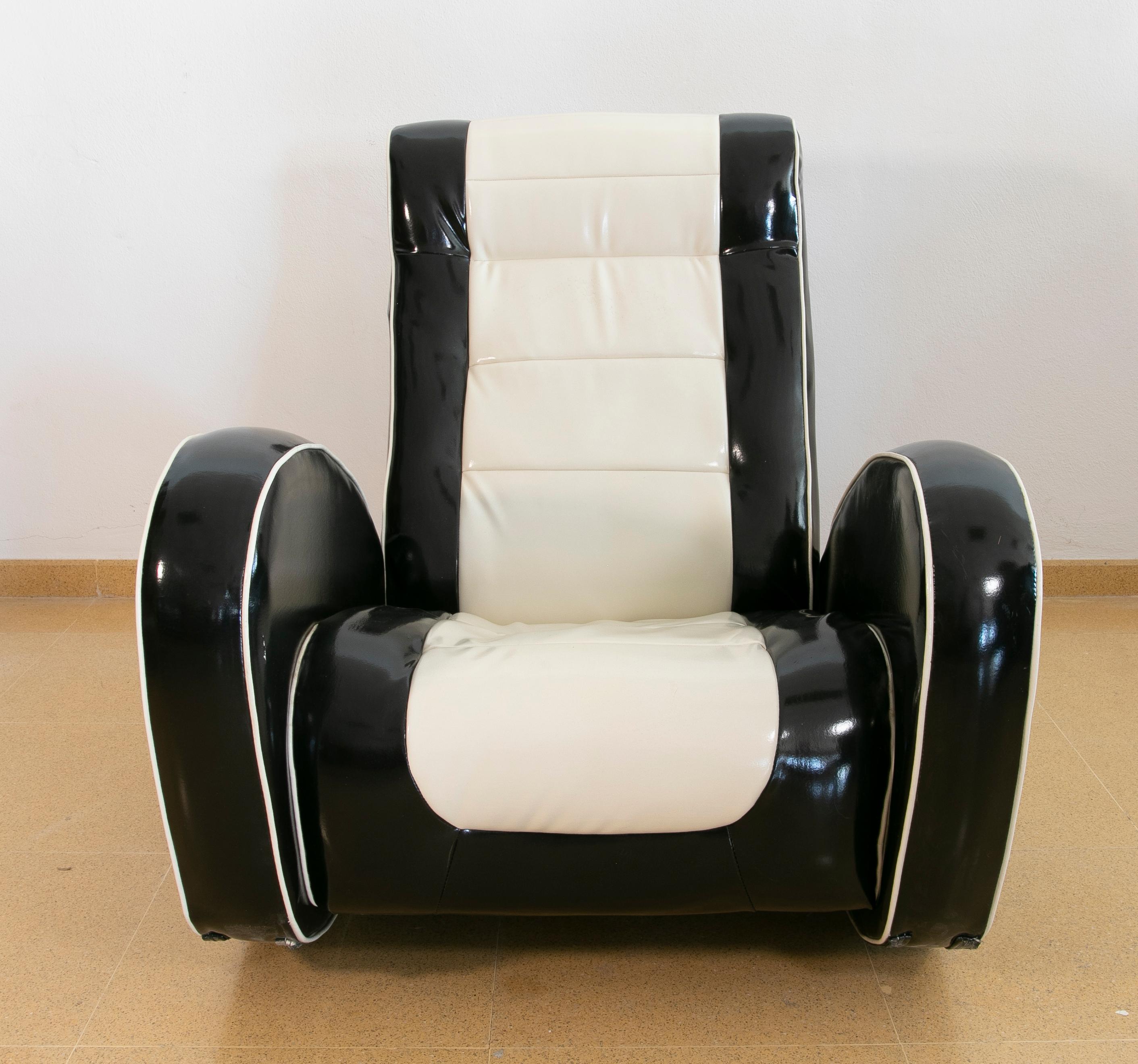 North American 1980s, Black and White Rocking Armchair  For Sale