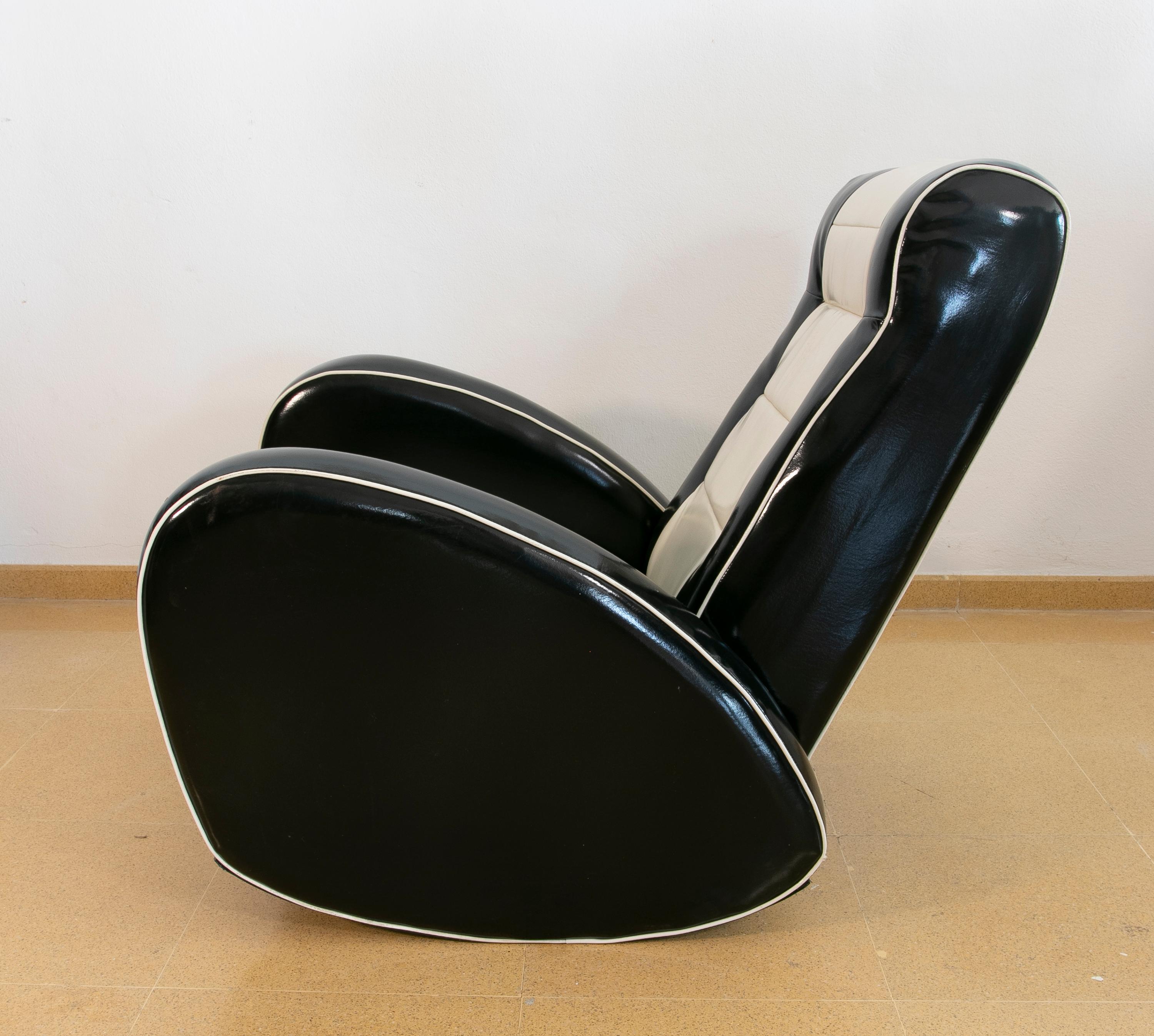 20th Century 1980s, Black and White Rocking Armchair  For Sale
